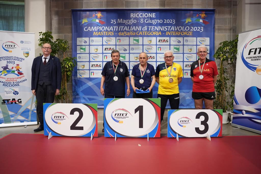 Campionati Italiani Masters di Riccione 2023 podio del singolare maschile Over 70