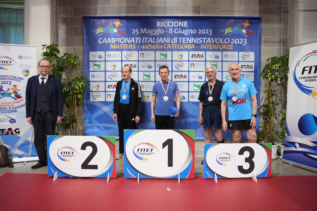 Campionati Italiani Masters di Riccione 2023 podio del singolare maschile Over 75