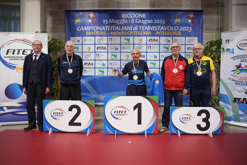 Campionati Italiani Masters di Riccione 2023 podio del singolare maschile Over 80