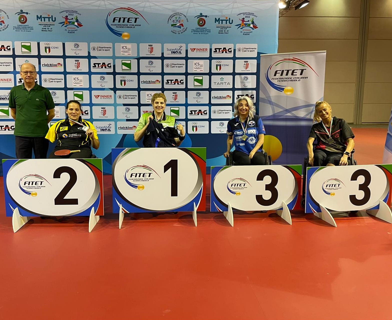 Campionati Italiani Paralimpici 2022 podio singolare femminile di classe 2