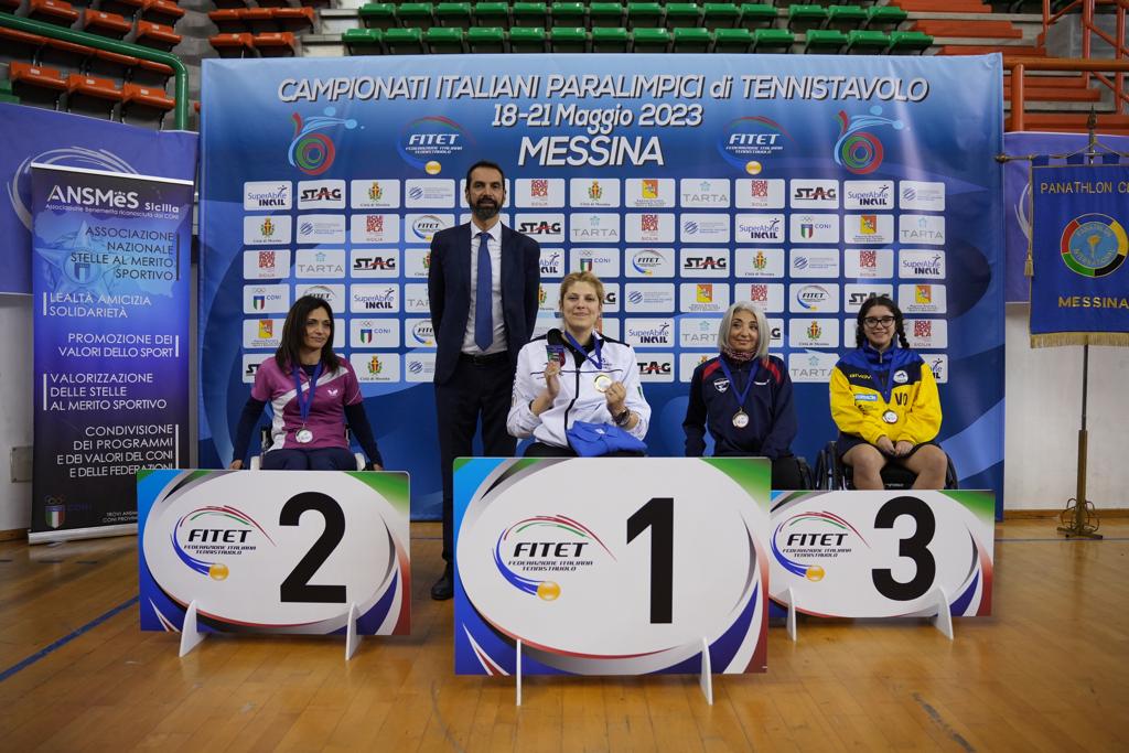 Campionati Italiani Paralimpici 2023 podio del singolare femminile assoluto di classe 2