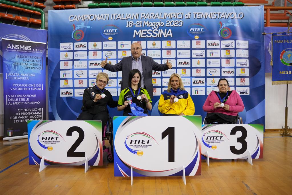 Campionati Italiani Paralimpici 2023 podio del singolare femminile assoluto di classe 3