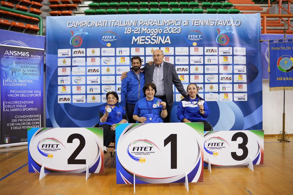 Campionati Italiani Paralimpici 2023 podio del singolare femminile assoluto di classe 4