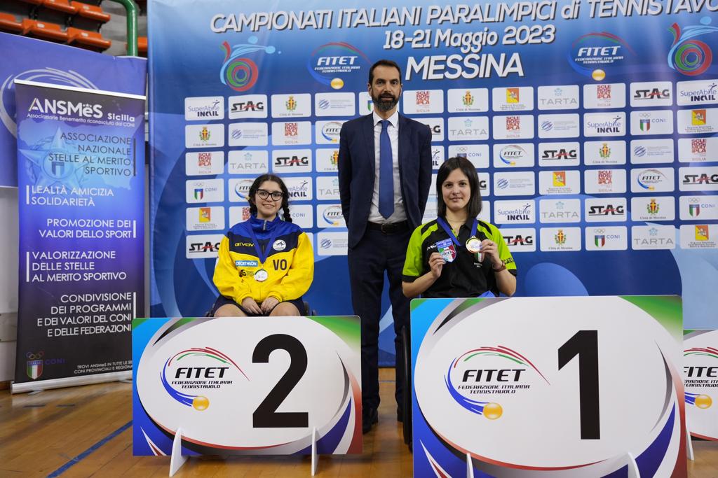 Campionati Italiani Paralimpici 2023 podio del singolare femminile giovanile di classe 1 5