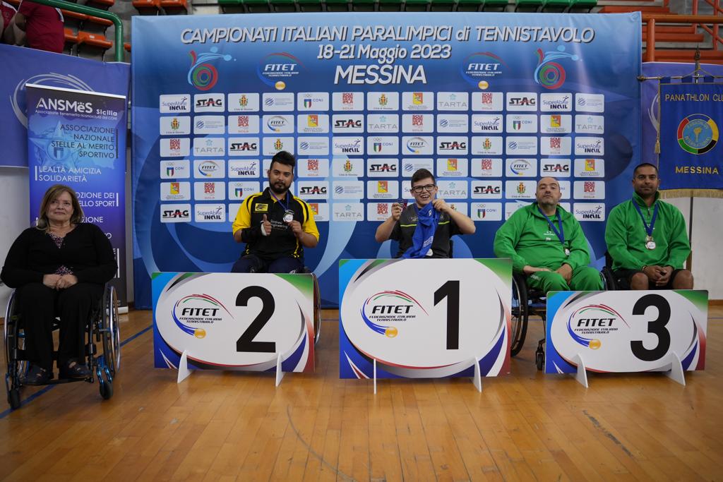 Campionati Italiani Paralimpici 2023 podio singolare esordienti maschile di classe 1 5