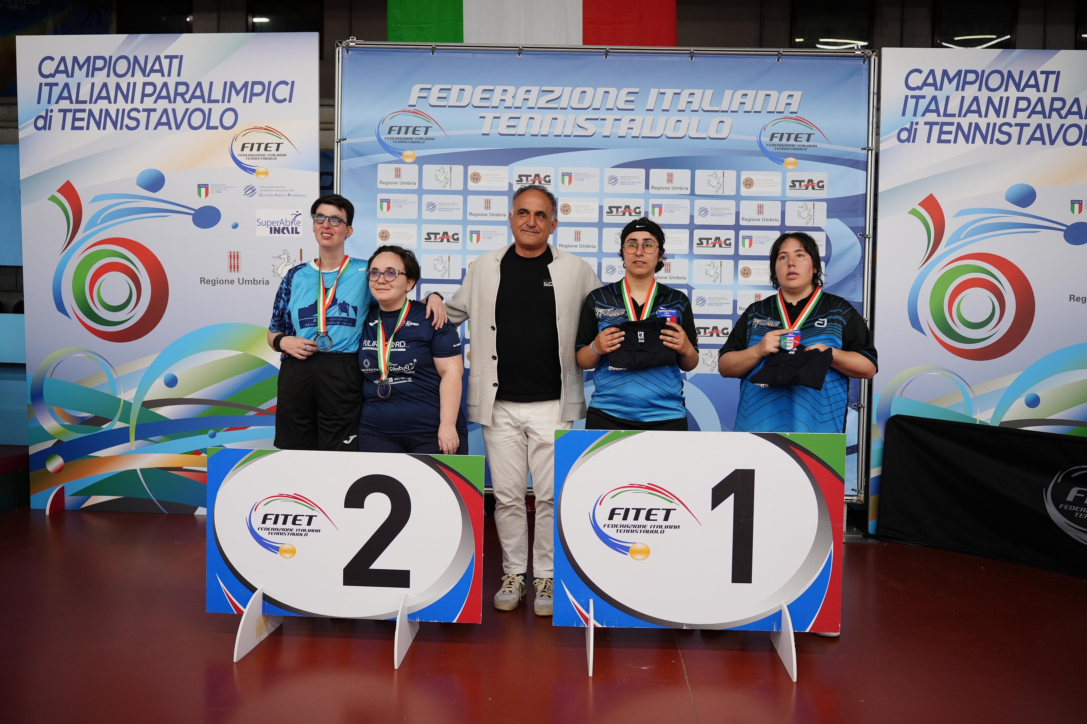 Campionati Italiani Paralimpici 2025 podio del doppio femminile di classe 11