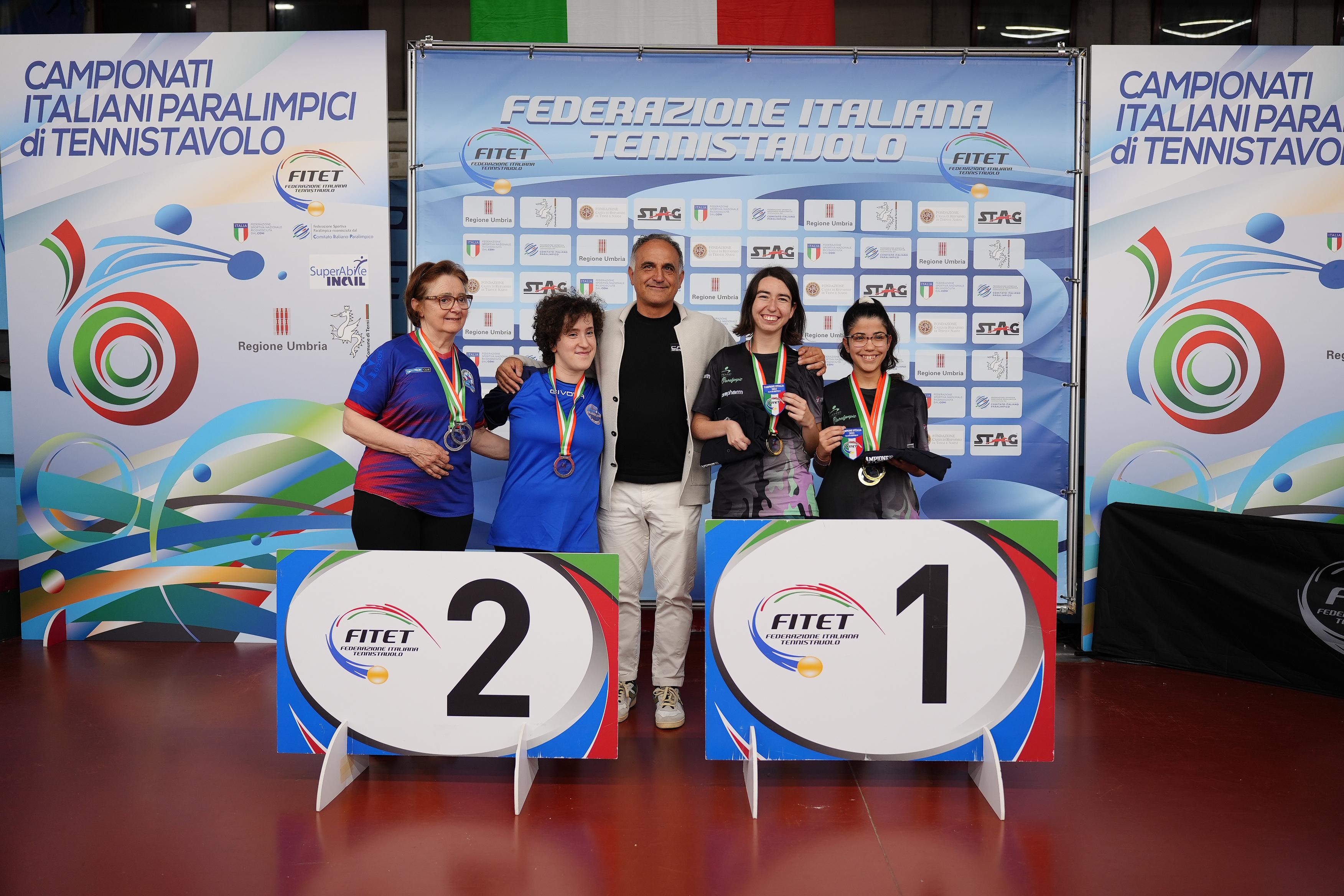 Campionati Italiani Paralimpici 2025 podio del doppio femminile di classe 6 10