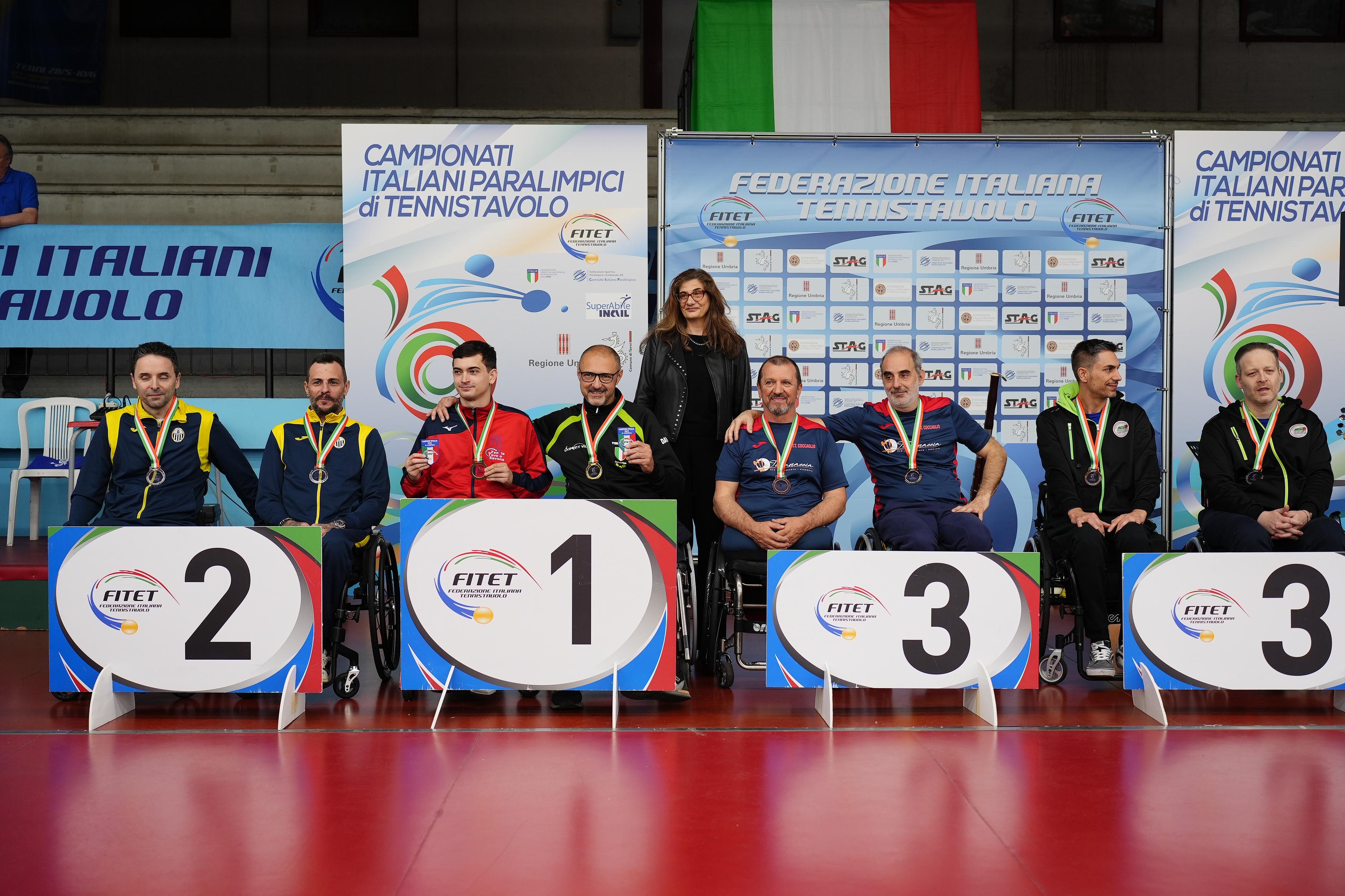 Campionati Italiani Paralimpici 2025 podio del doppio maschile di classe 1 5
