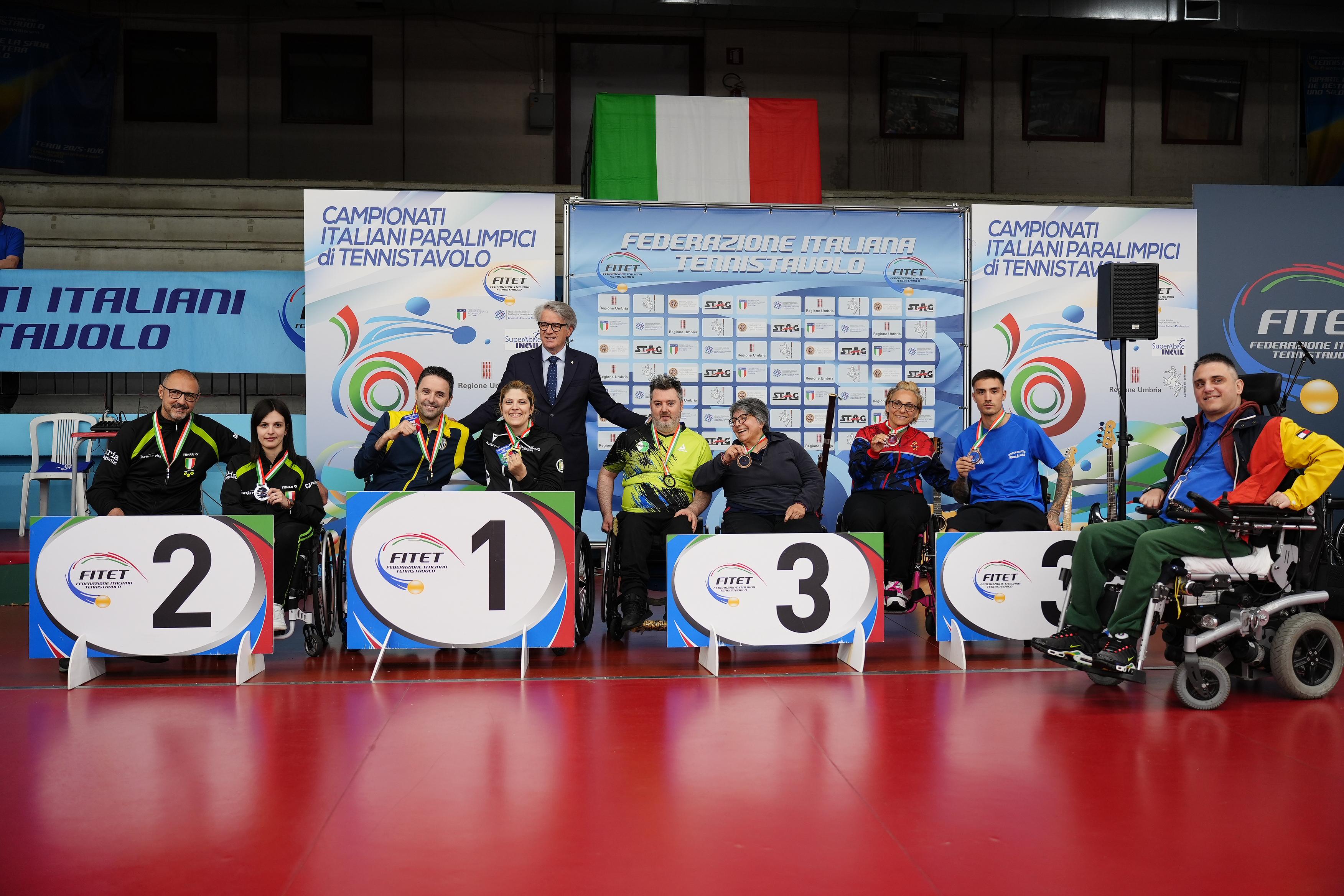 Campionati Italiani Paralimpici 2025 podio del doppio misto di classe 1 5