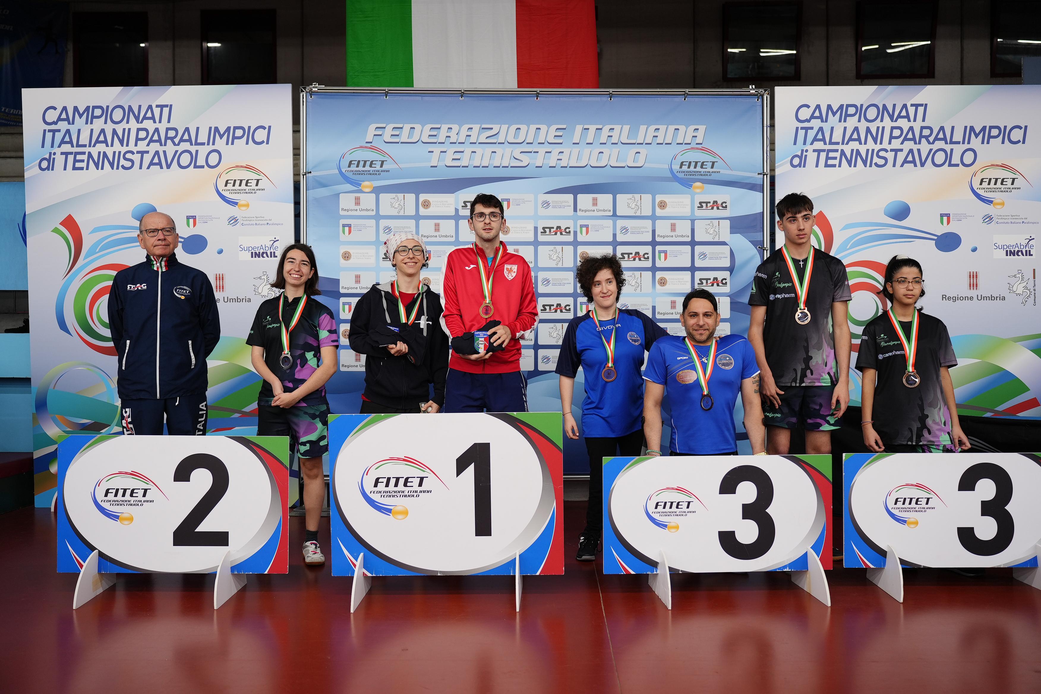 Campionati Italiani Paralimpici 2025 podio del doppio misto di classe 6 10