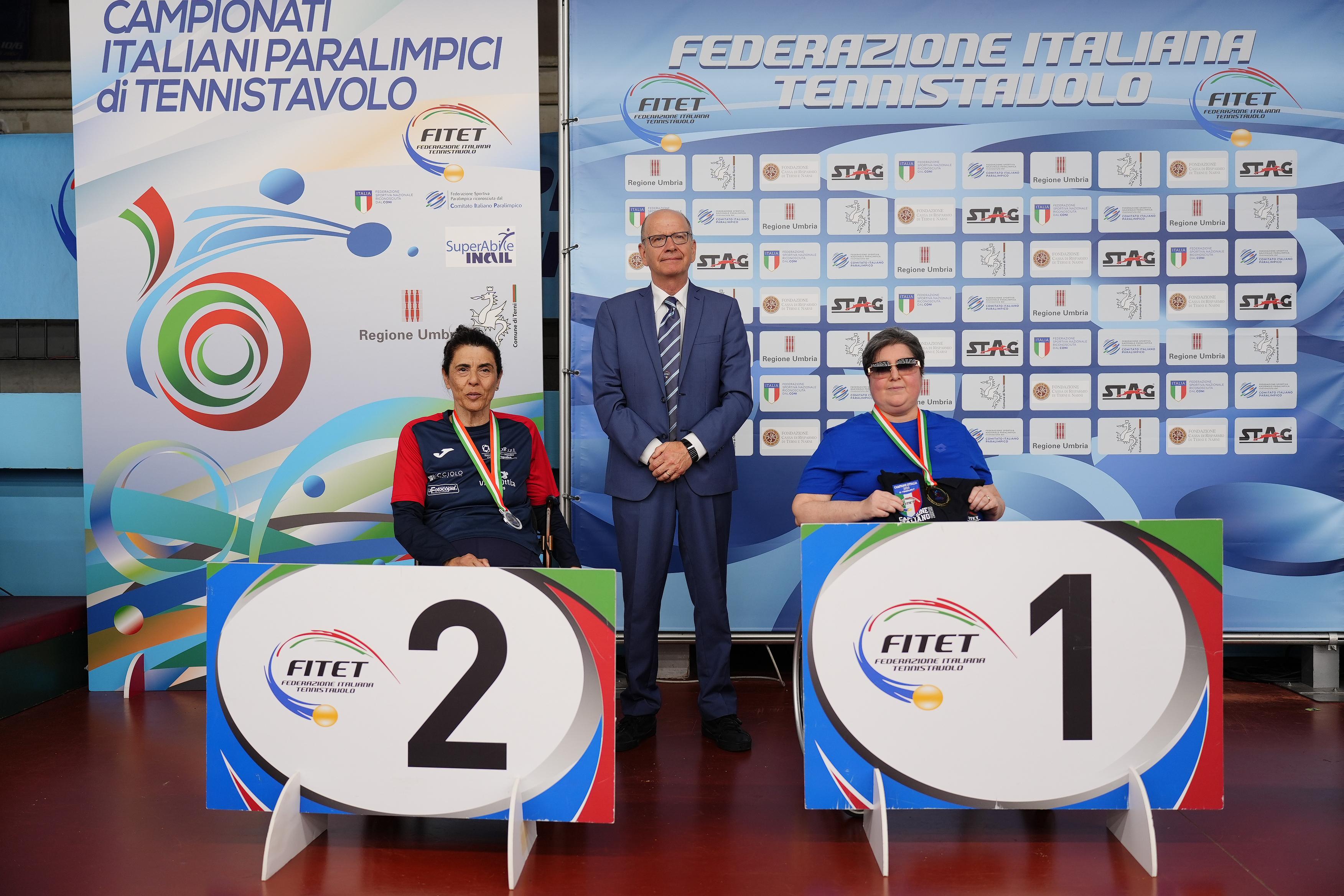 Campionati Italiani Paralimpici 2025 podio del singolare femminile assoluto di classe 1