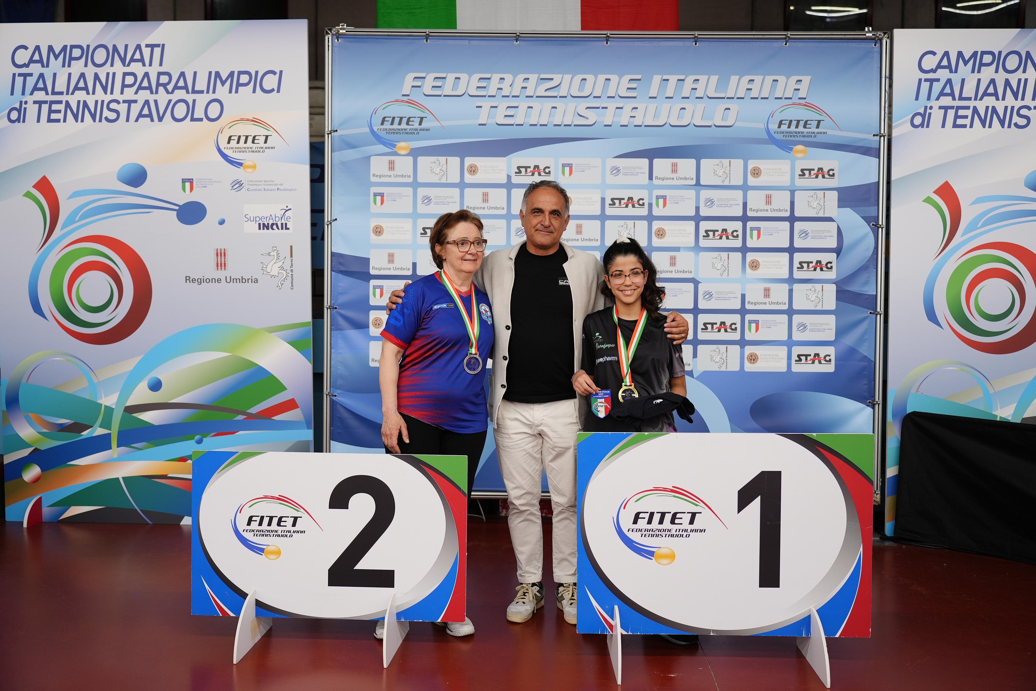 Campionati Italiani Paralimpici 2025 podio del singolare femminile esordienti di classe 6 10