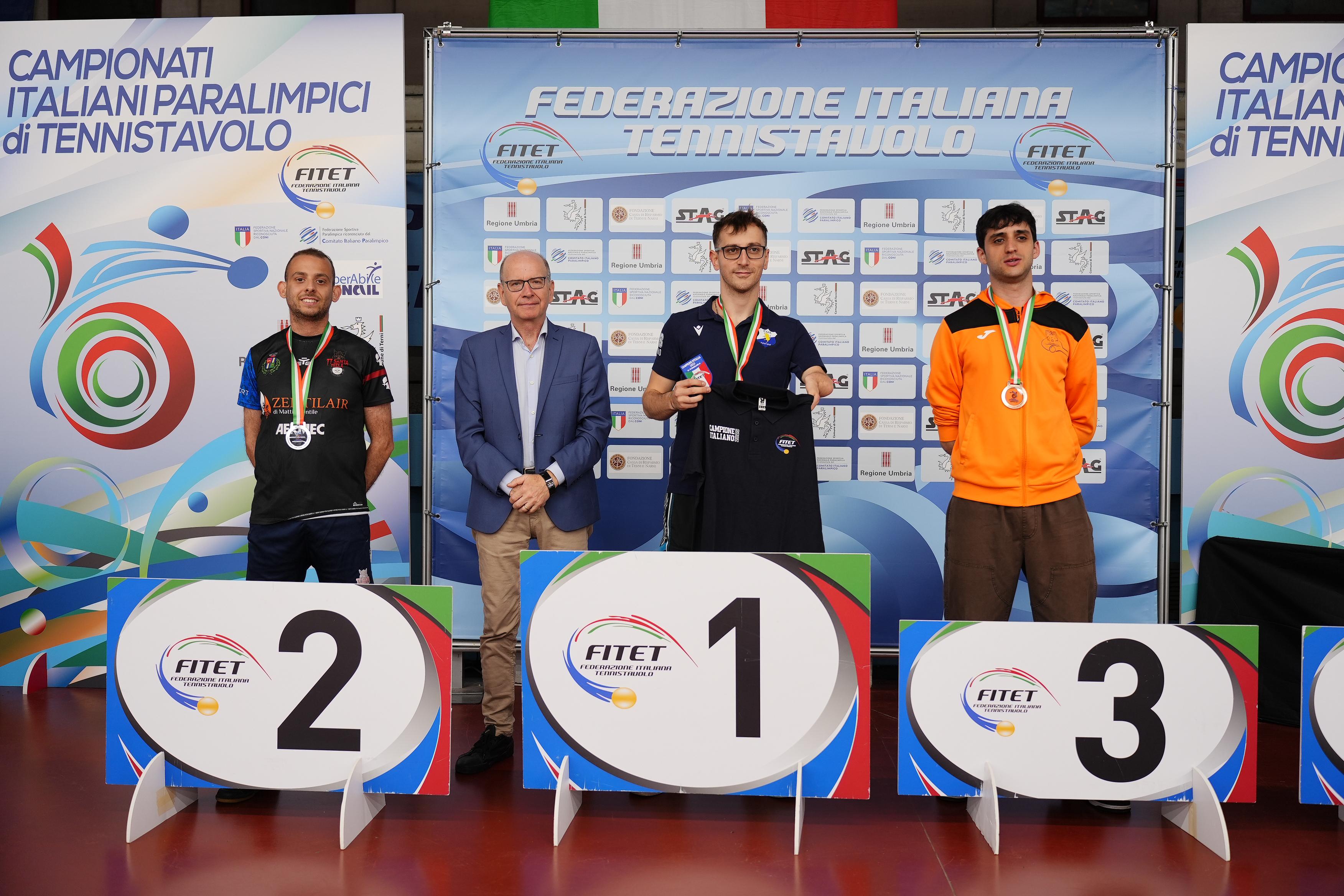 Campionati Italiani Paralimpici 2025 podio del singolare maschile assoluto di classe 10