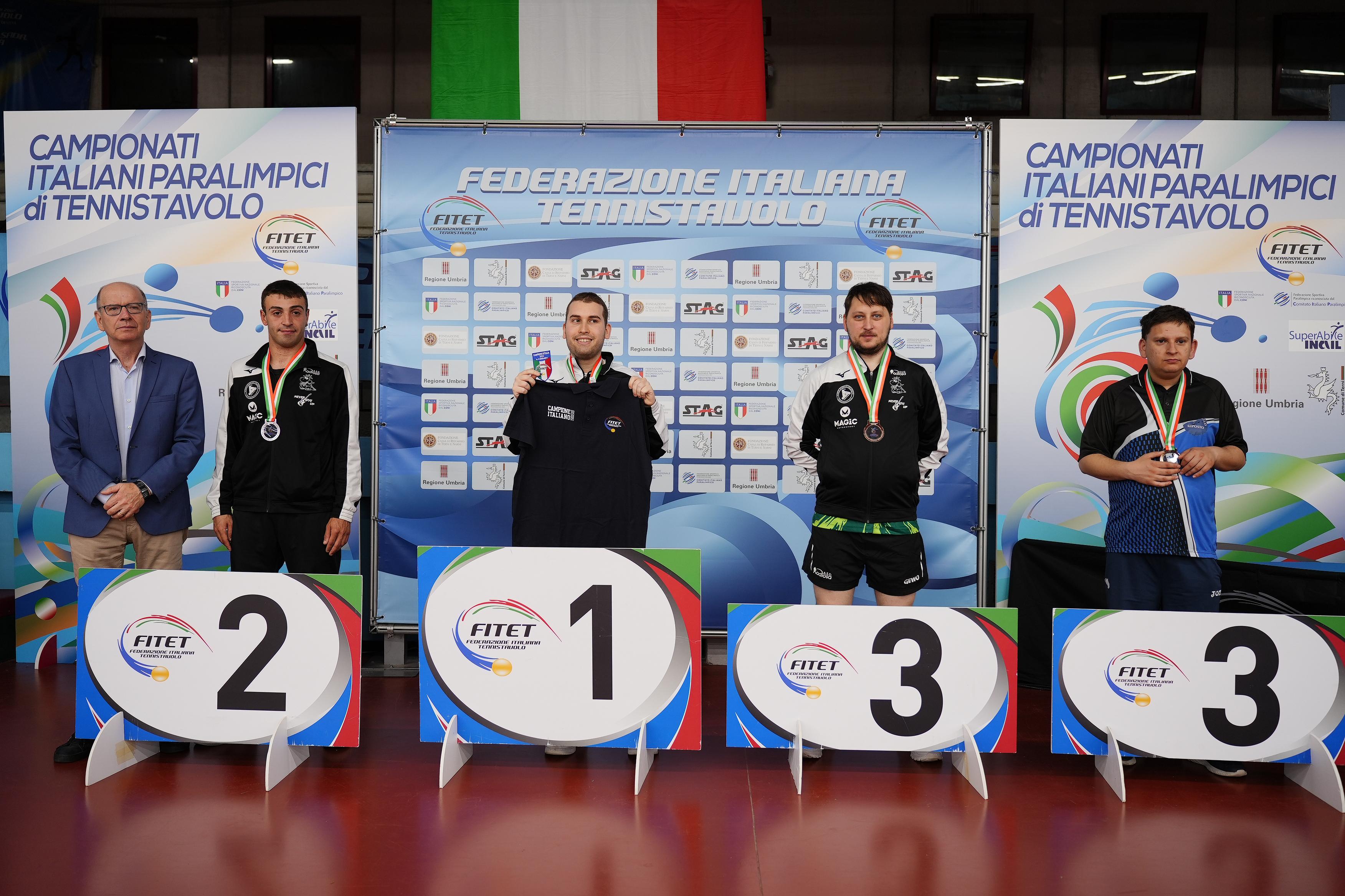 Campionati Italiani Paralimpici 2025 podio del singolare maschile assoluto di classe 11