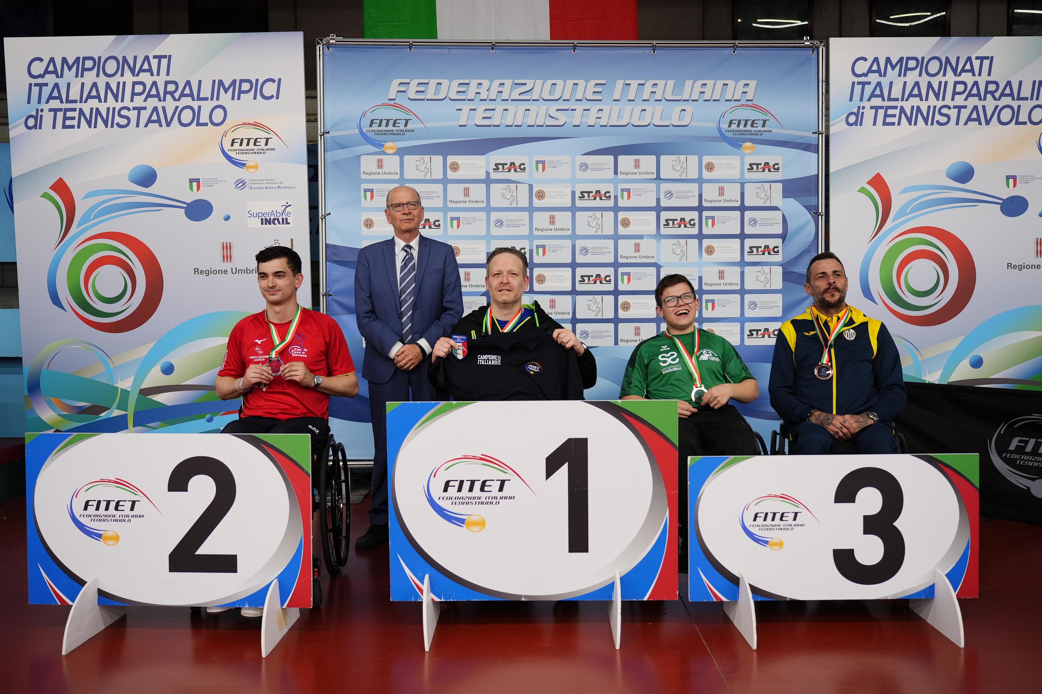 Campionati Italiani Paralimpici 2025 podio del singolare maschile assoluto di classe 3