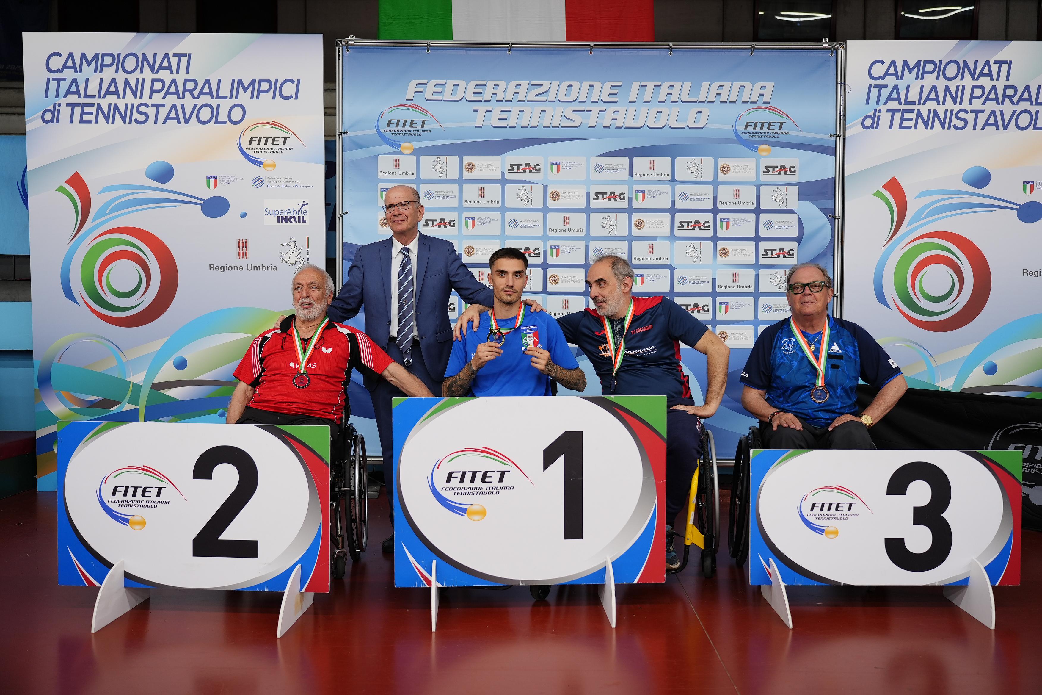 Campionati Italiani Paralimpici 2025 podio del singolare maschile assoluto di classe 5