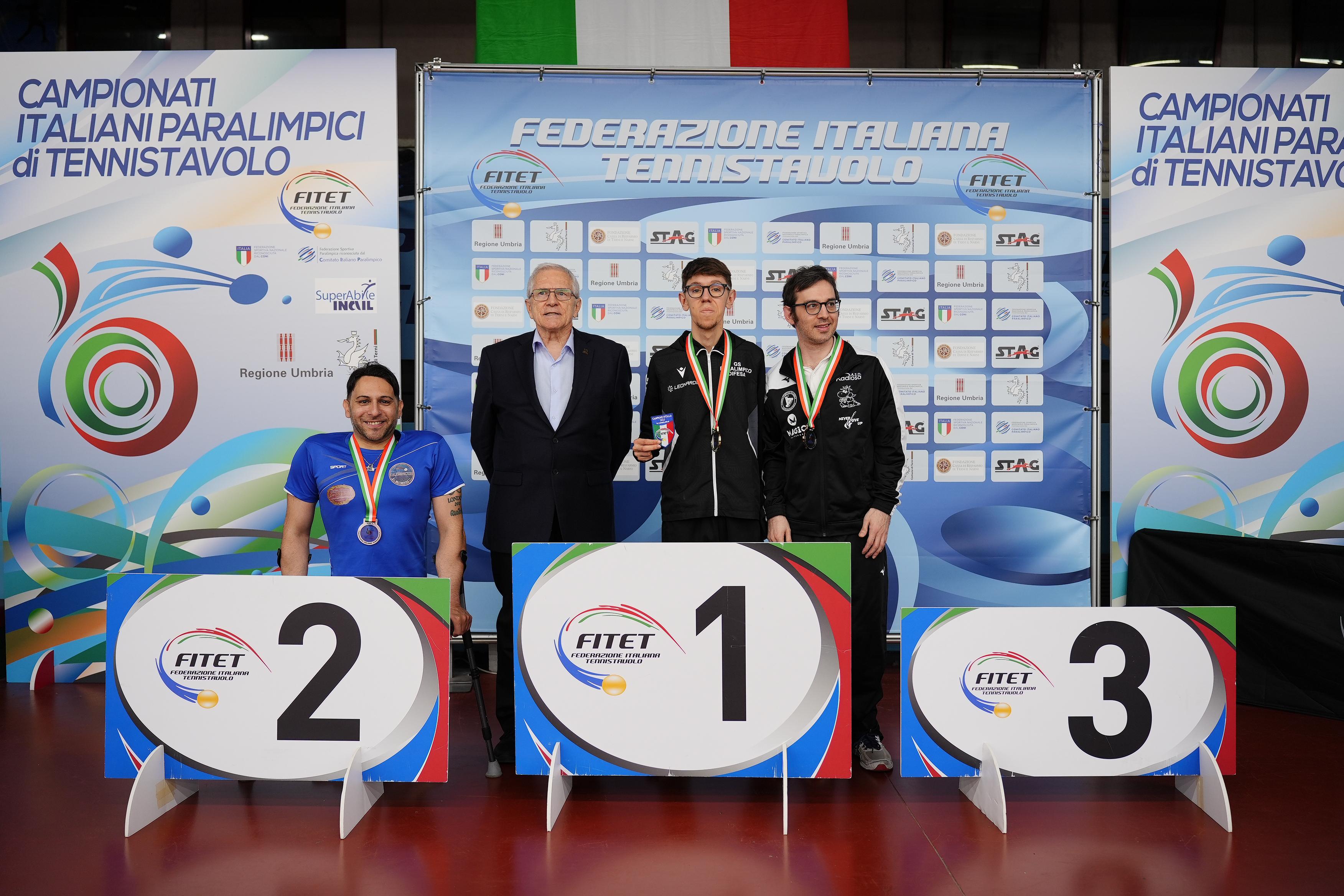 Campionati Italiani Paralimpici 2025 podio del singolare maschile assoluto di classe 6