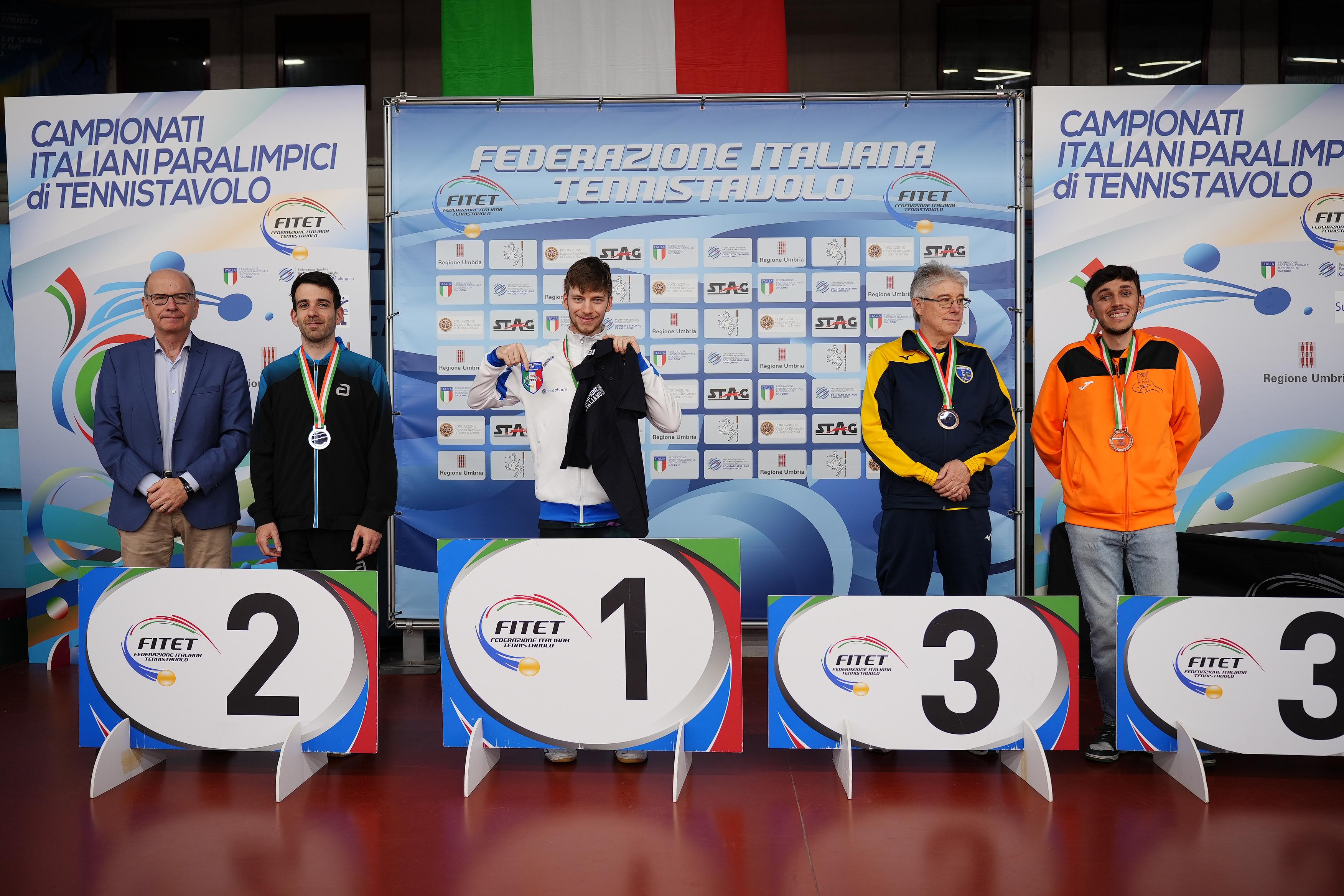 Campionati Italiani Paralimpici 2025 podio del singolare maschile assoluto di classe 7