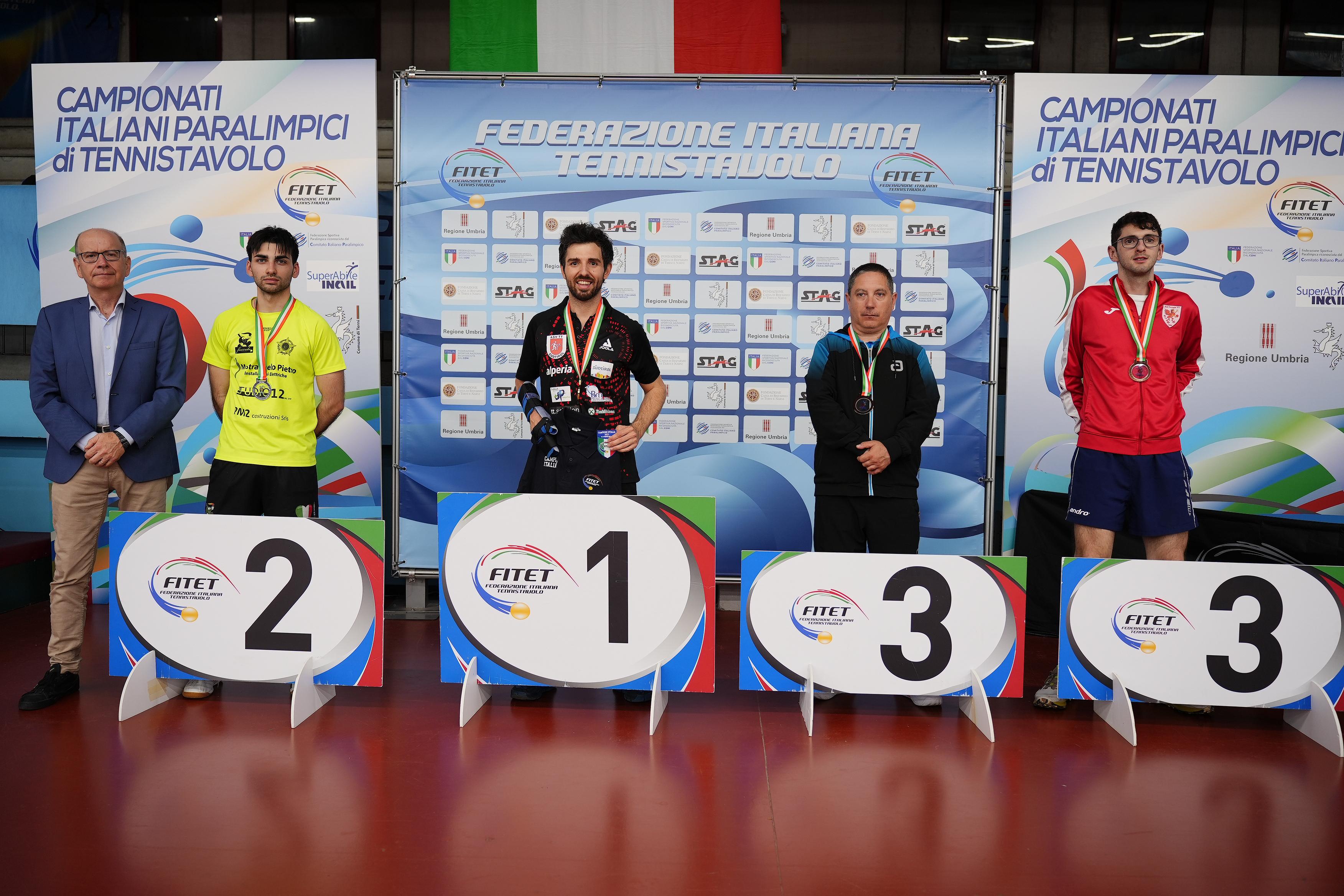 Campionati Italiani Paralimpici 2025 podio del singolare maschile assoluto di classe 8