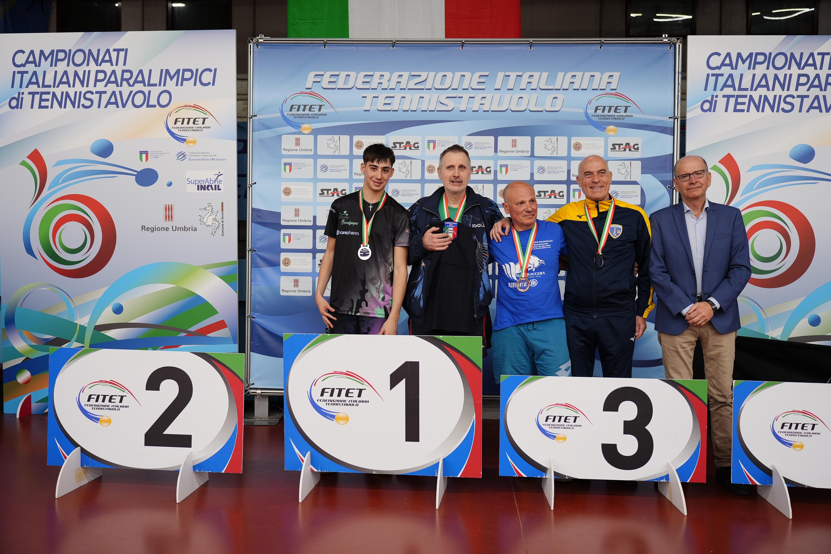 Campionati Italiani Paralimpici 2025 podio del singolare maschile assoluto di classe 9
