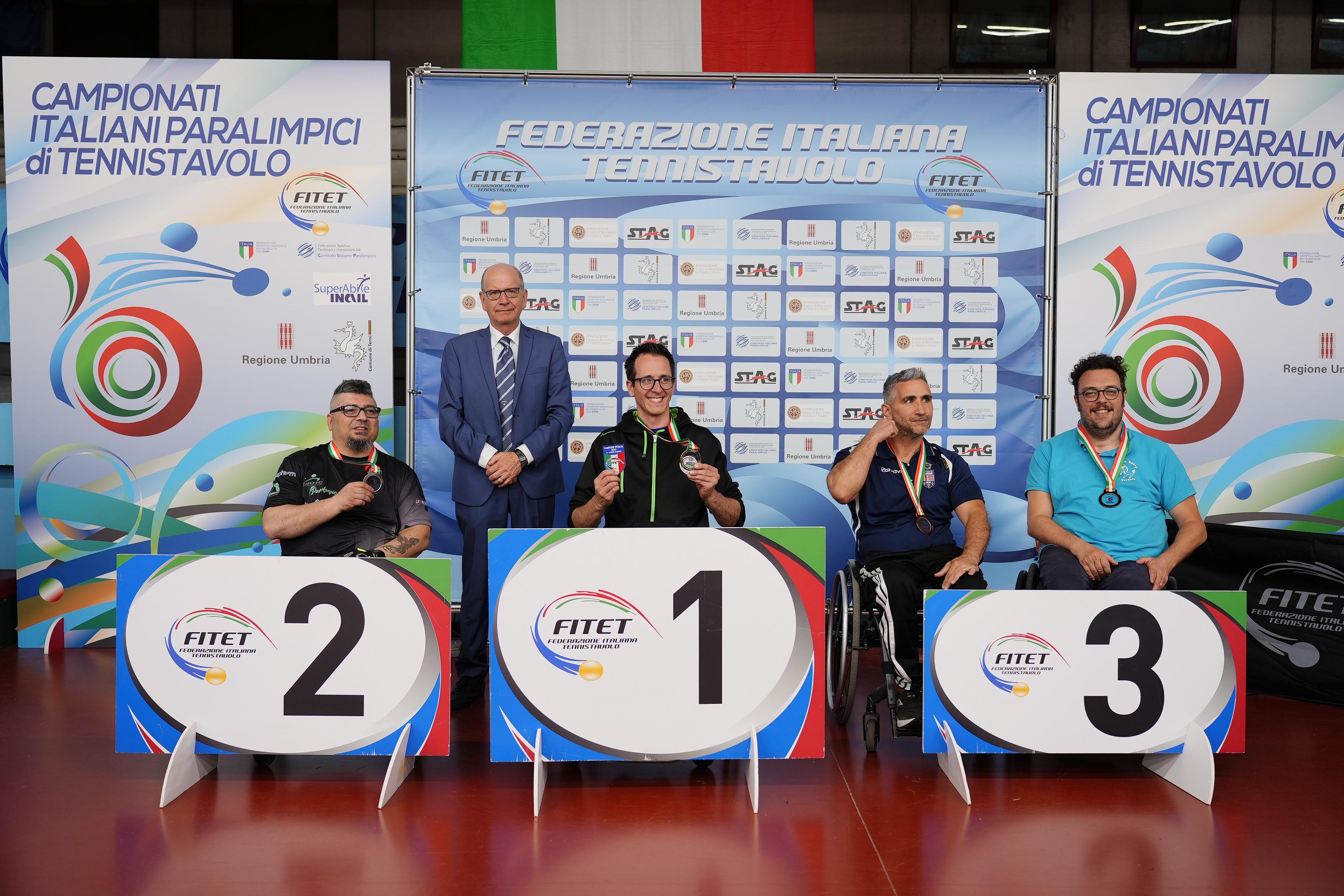 Campionati Italiani Paralimpici 2025 podio del singolare maschile esordienti di classe 1 5