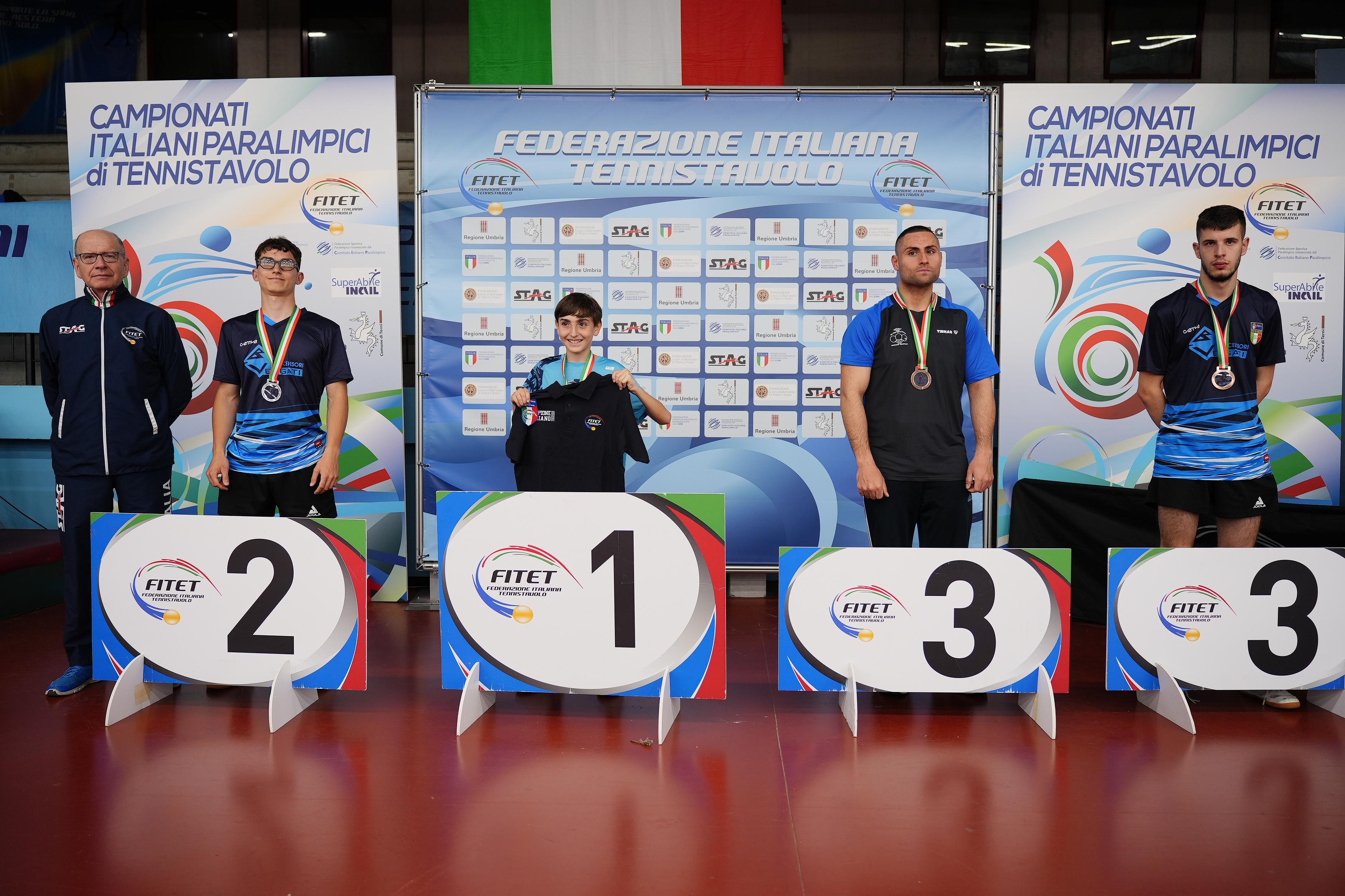 Campionati Italiani Paralimpici 2025 podio del singolare maschile esordienti di classe 11