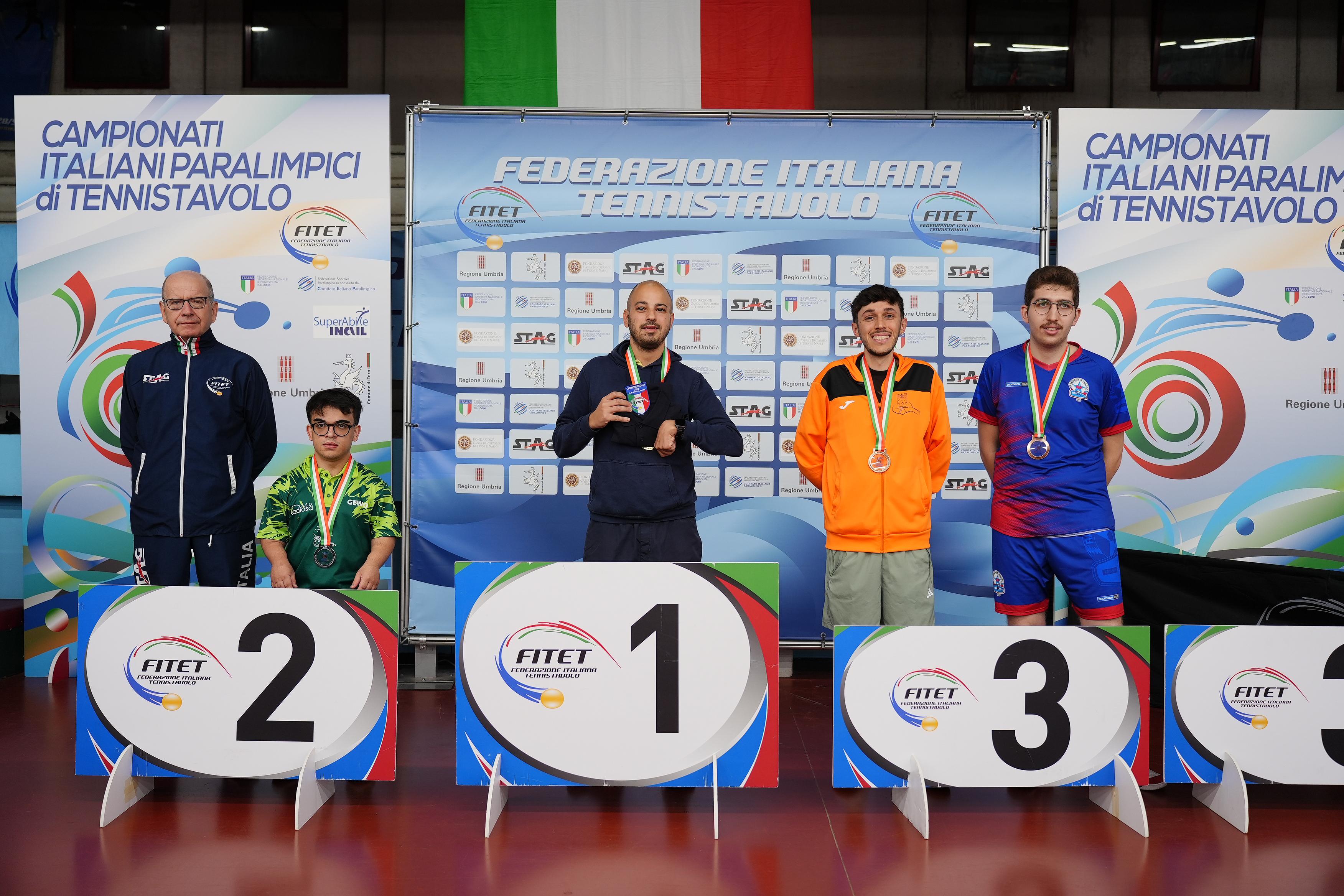 Campionati Italiani Paralimpici 2025 podio del singolare maschile esordienti di classe 6 10