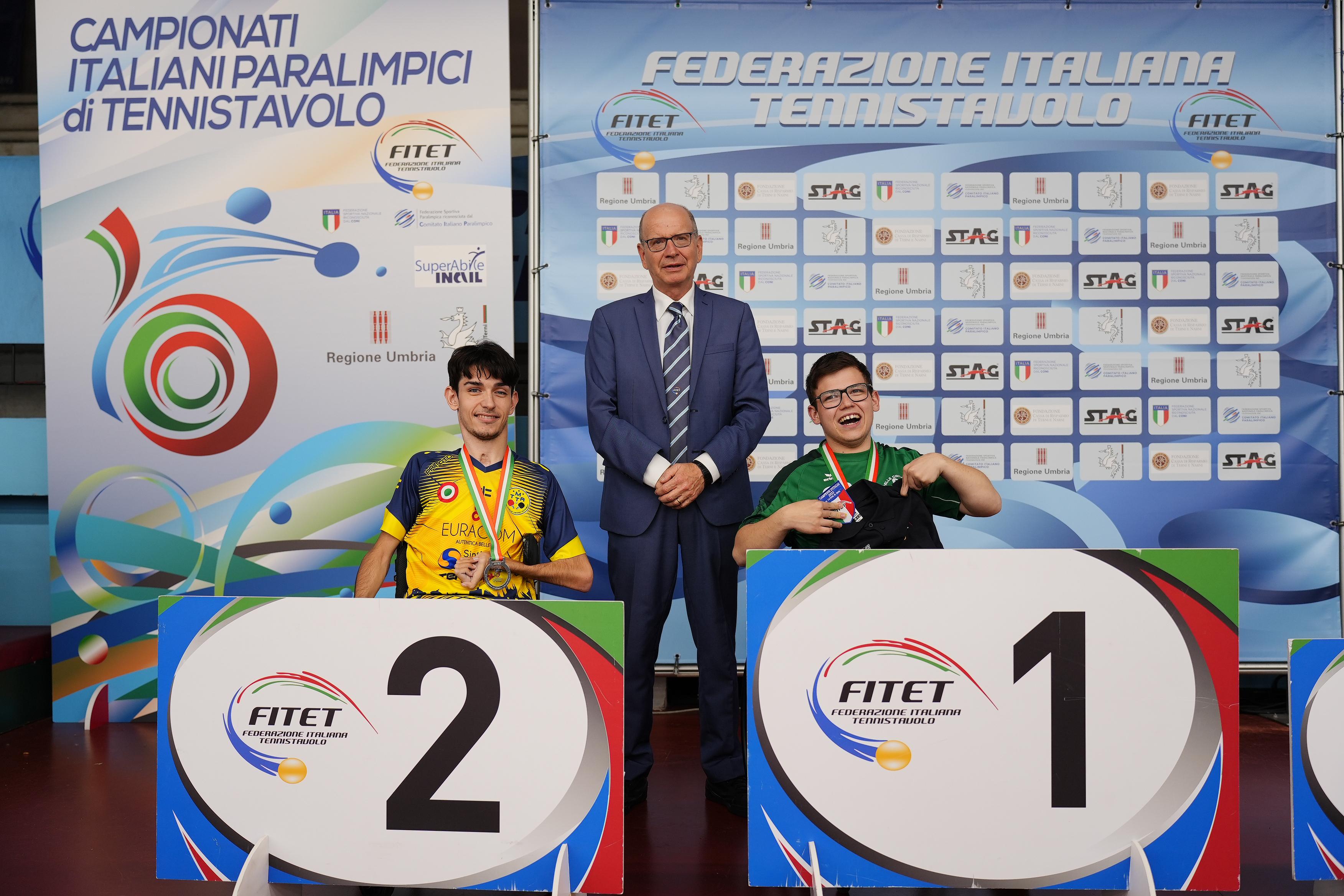Campionati Italiani Paralimpici 2025 podio del singolare maschile giovanile di classe 1 5