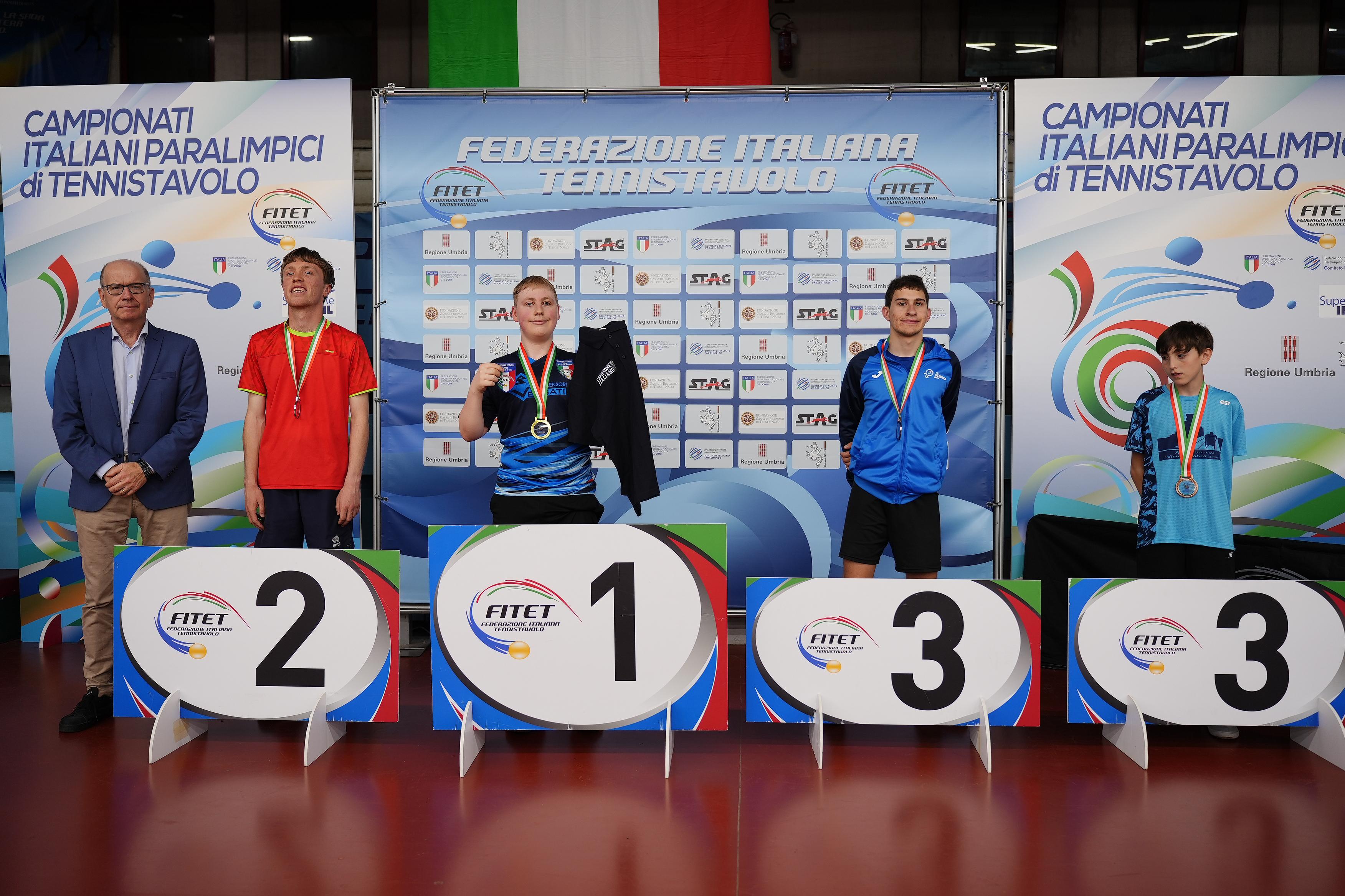 Campionati Italiani Paralimpici 2025 podio del singolare maschile giovanile di classe 11