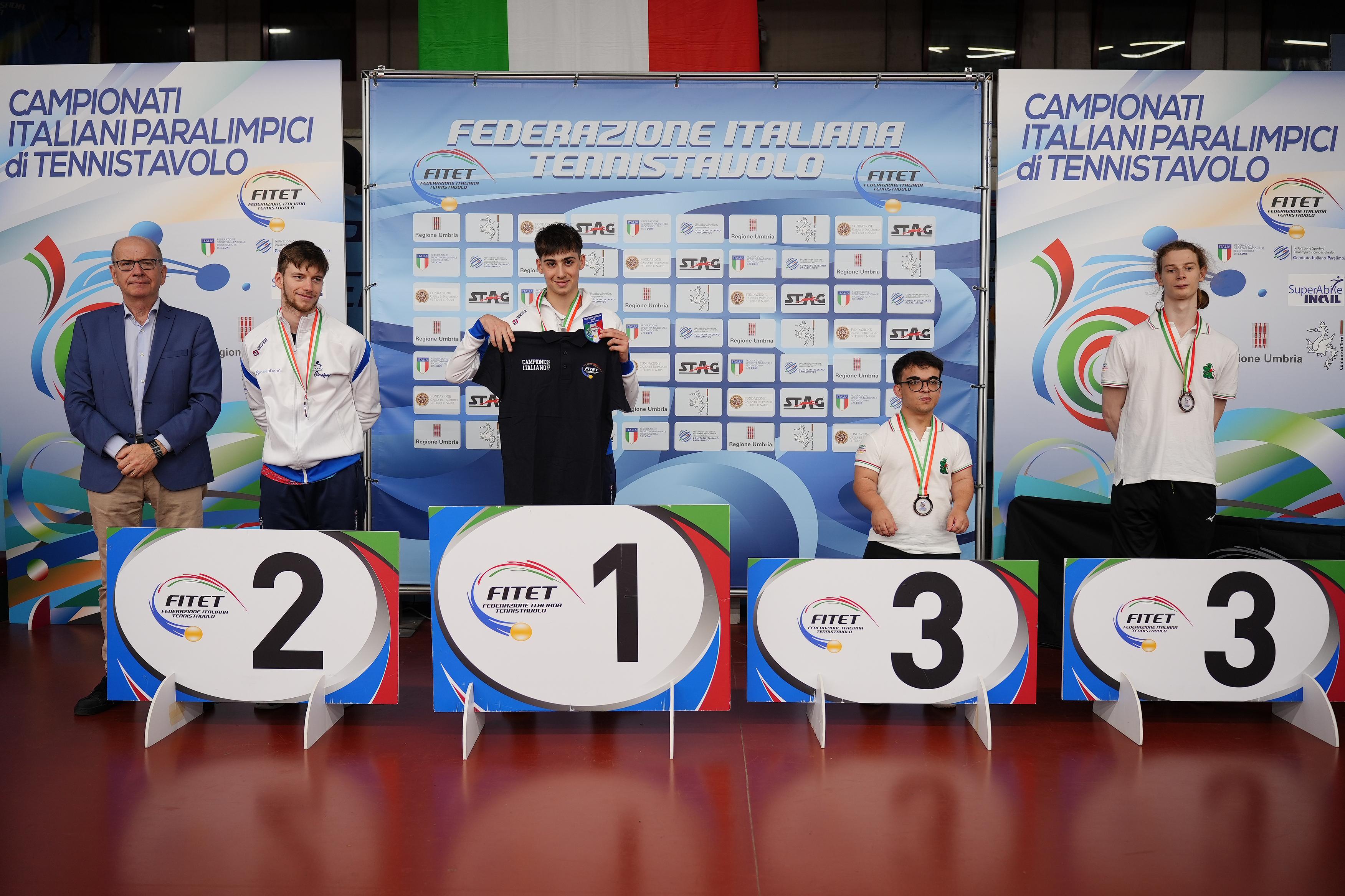Campionati Italiani Paralimpici 2025 podio del singolare maschile giovanile di classe 6 10