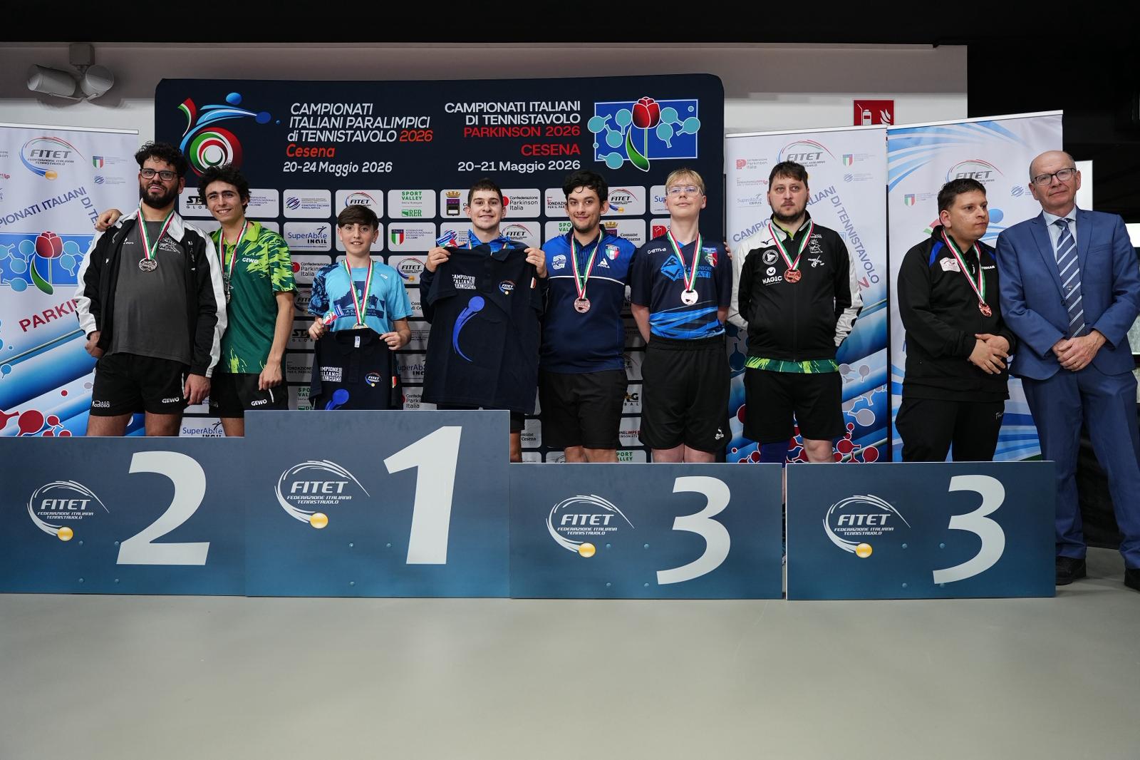 Campionati Italiani Paralimpici 2026 podio del doppio maschile assoluto di classe 11