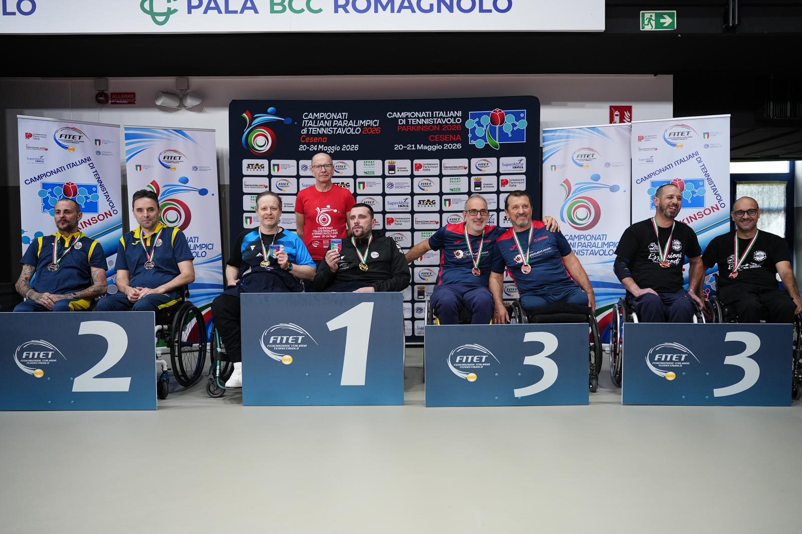 Campionati Italiani Paralimpici 2026 podio del doppio maschile di classe 1 5