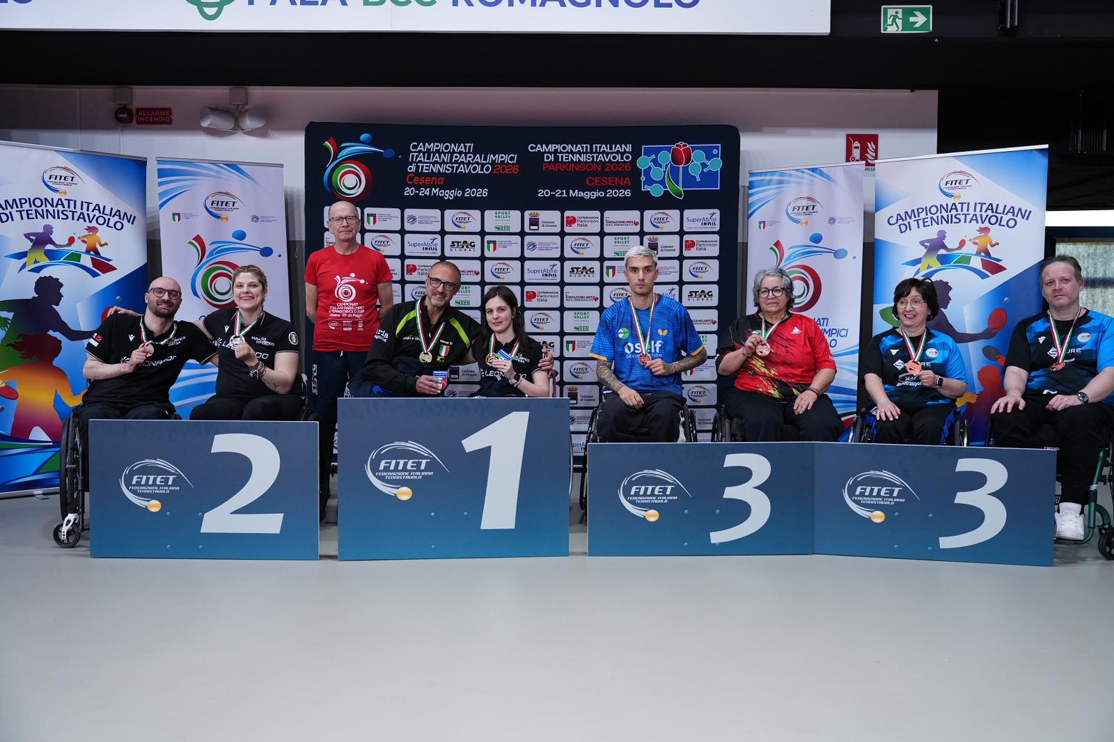 Campionati Italiani Paralimpici 2026 podio del doppio misto assoluto di classe 1 5