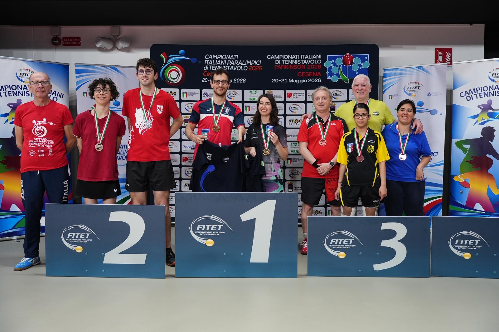 Campionati Italiani Paralimpici 2026 podio del doppio misto di classe 6 10
