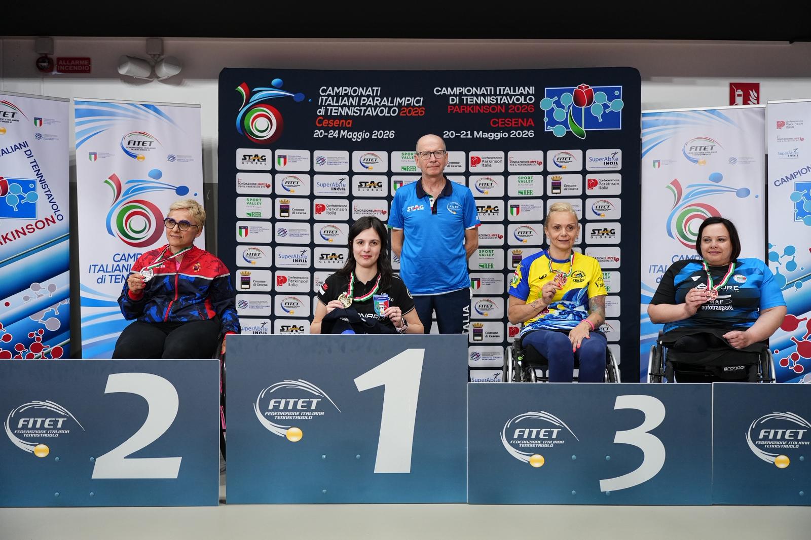 Campionati Italiani Paralimpici 2026 podio del singolare assoluto femminile di classe 3