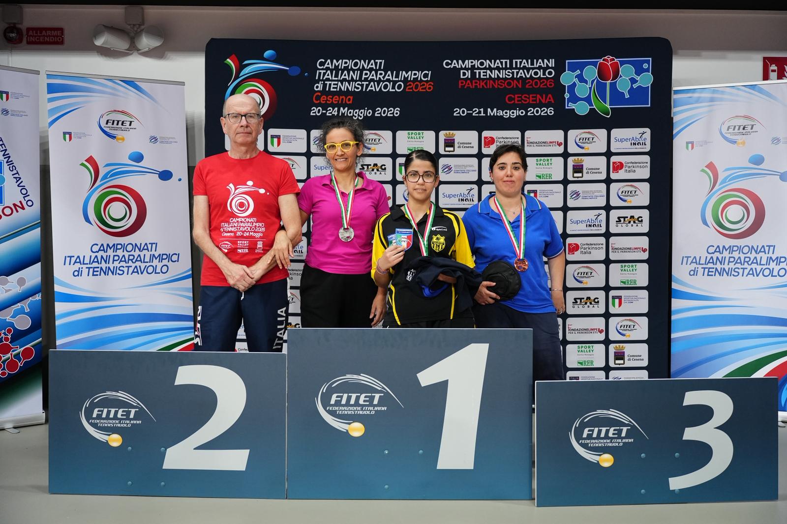 Campionati Italiani Paralimpici 2026 podio del singolare assoluto femminile di classe 7
