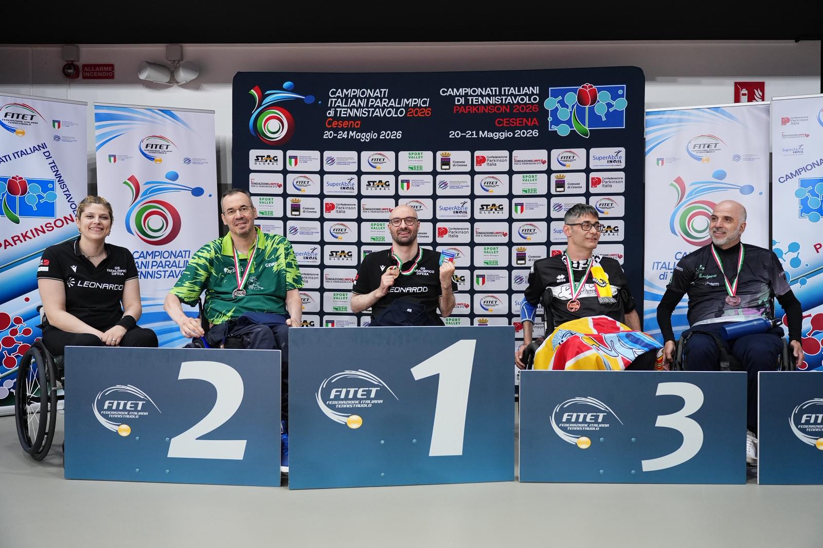 Campionati Italiani Paralimpici 2026 podio del singolare assoluto maschile di classe 1