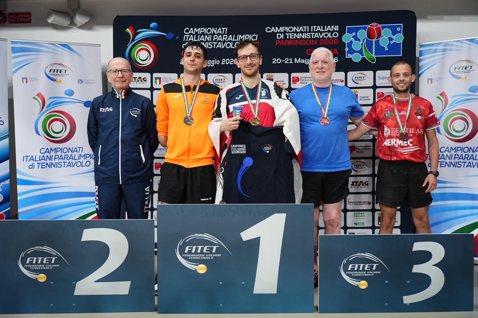 Campionati Italiani Paralimpici 2026 podio del singolare assoluto maschile di classe 10