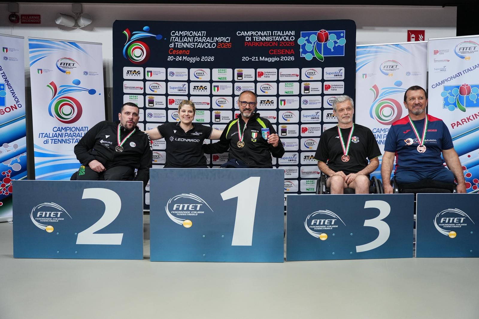 Campionati Italiani Paralimpici 2026 podio del singolare assoluto maschile di classe 4