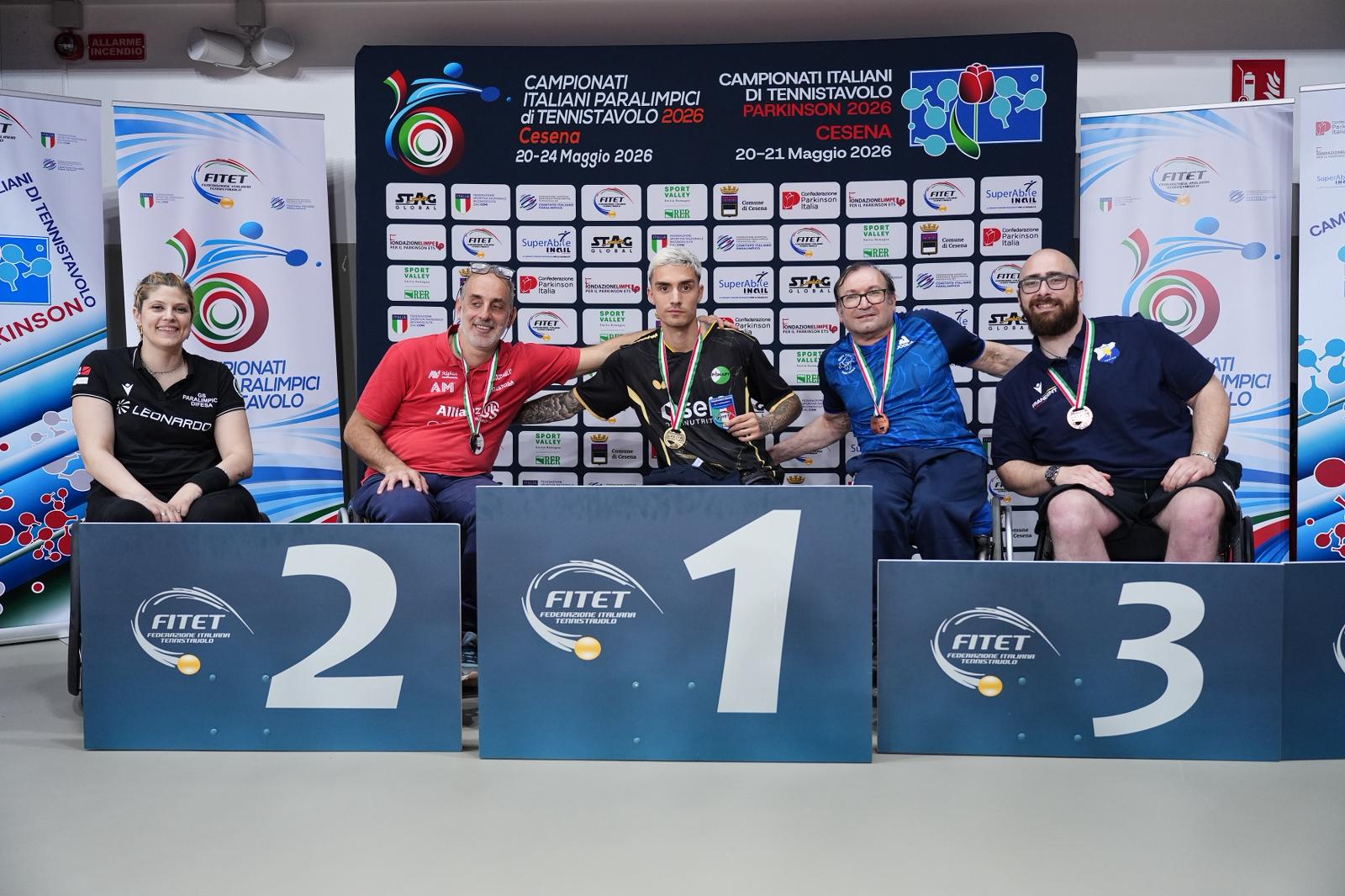 Campionati Italiani Paralimpici 2026 podio del singolare assoluto maschile di classe 5