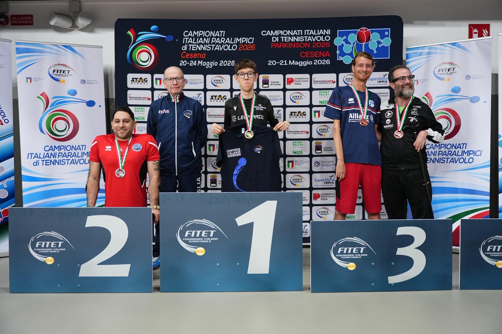 Campionati Italiani Paralimpici 2026 podio del singolare assoluto maschile di classe 6