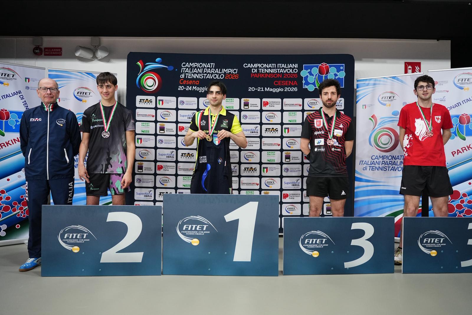 Campionati Italiani Paralimpici 2026 podio del singolare assoluto maschile di classe 8
