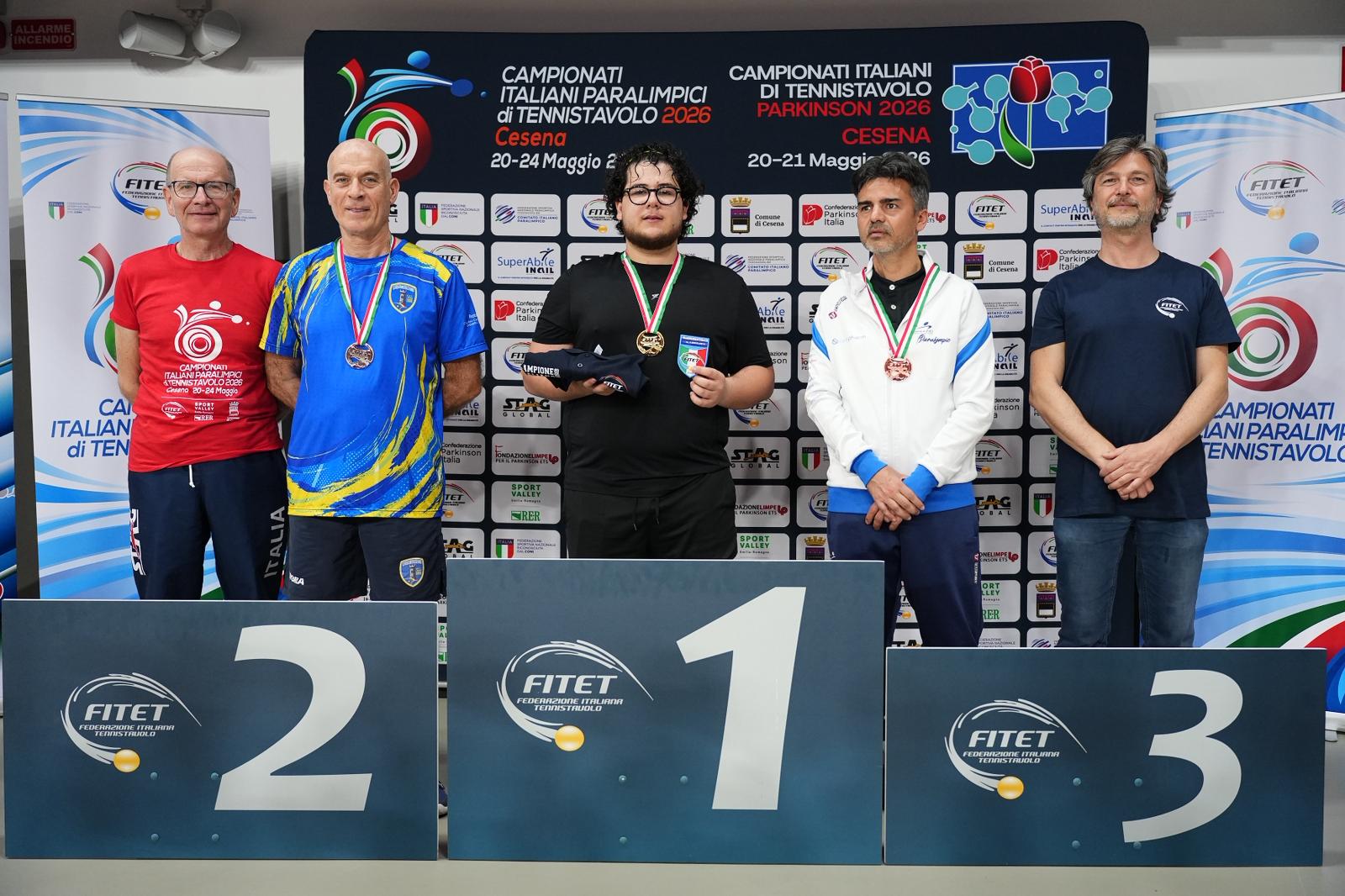 Campionati Italiani Paralimpici 2026 podio del singolare assoluto maschile di classe 9