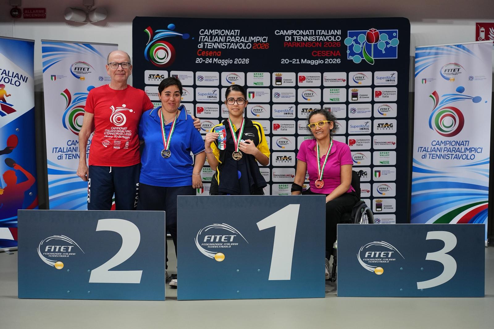 Campionati Italiani Paralimpici 2026 podio del singolare esordienti femminile di classe 6 10