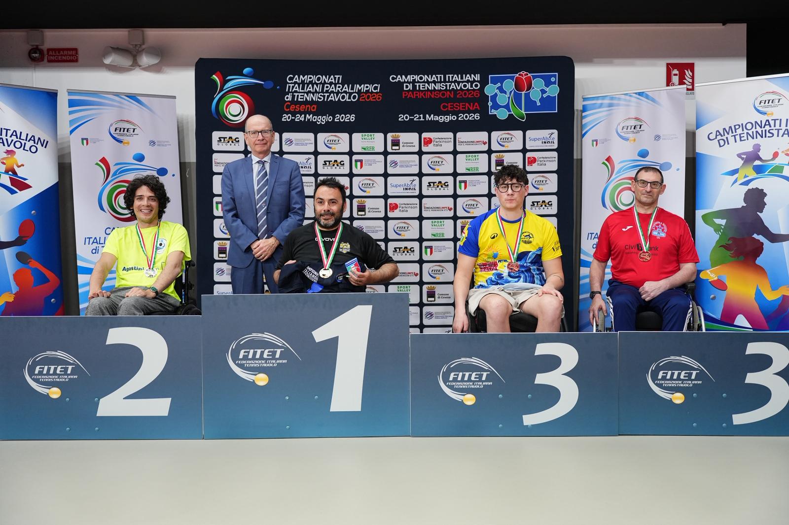 Campionati Italiani Paralimpici 2026 podio del singolare esordienti maschile di classe 1 5