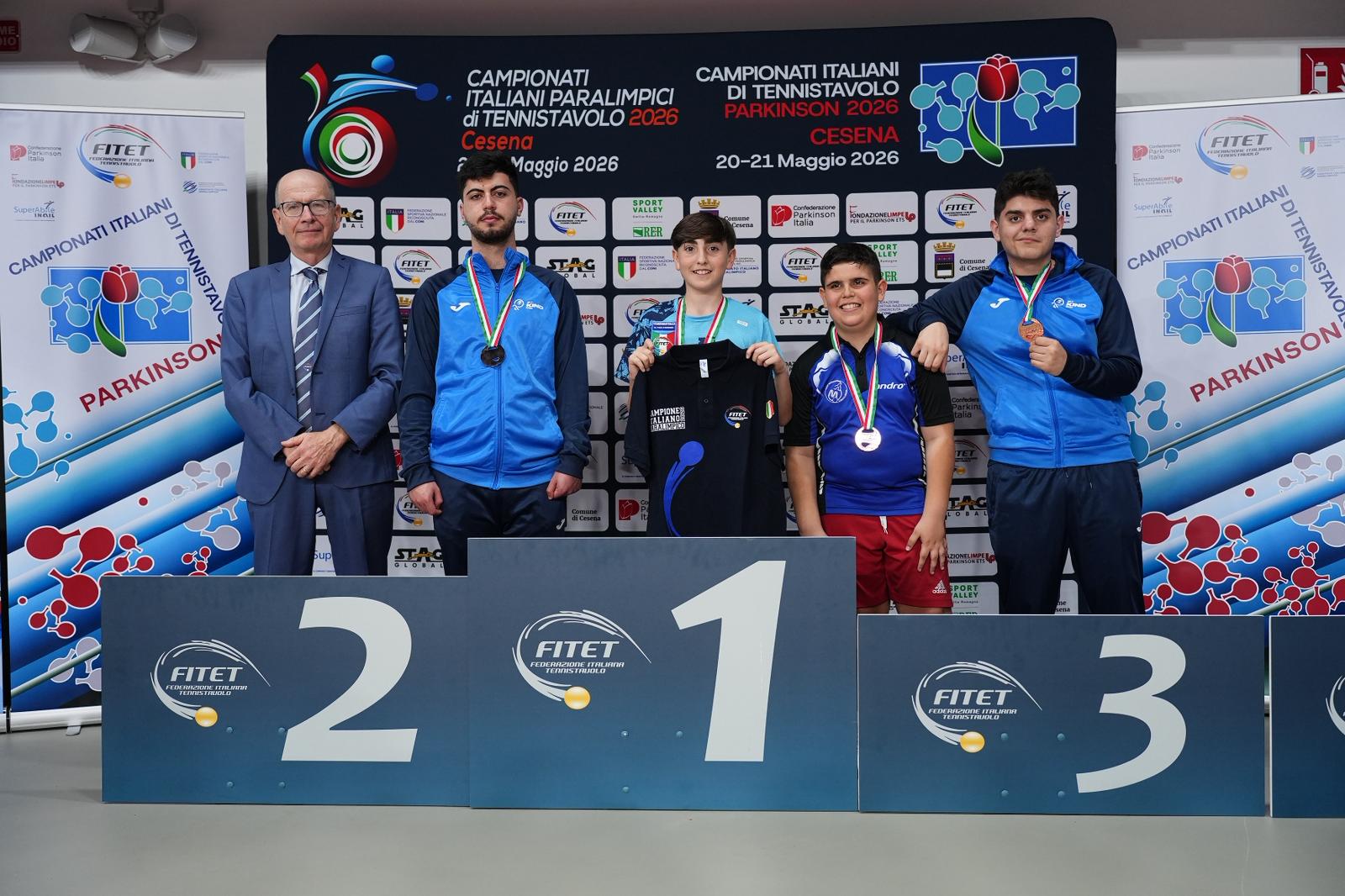 Campionati Italiani Paralimpici 2026 podio del singolare esordienti maschile di classe 11