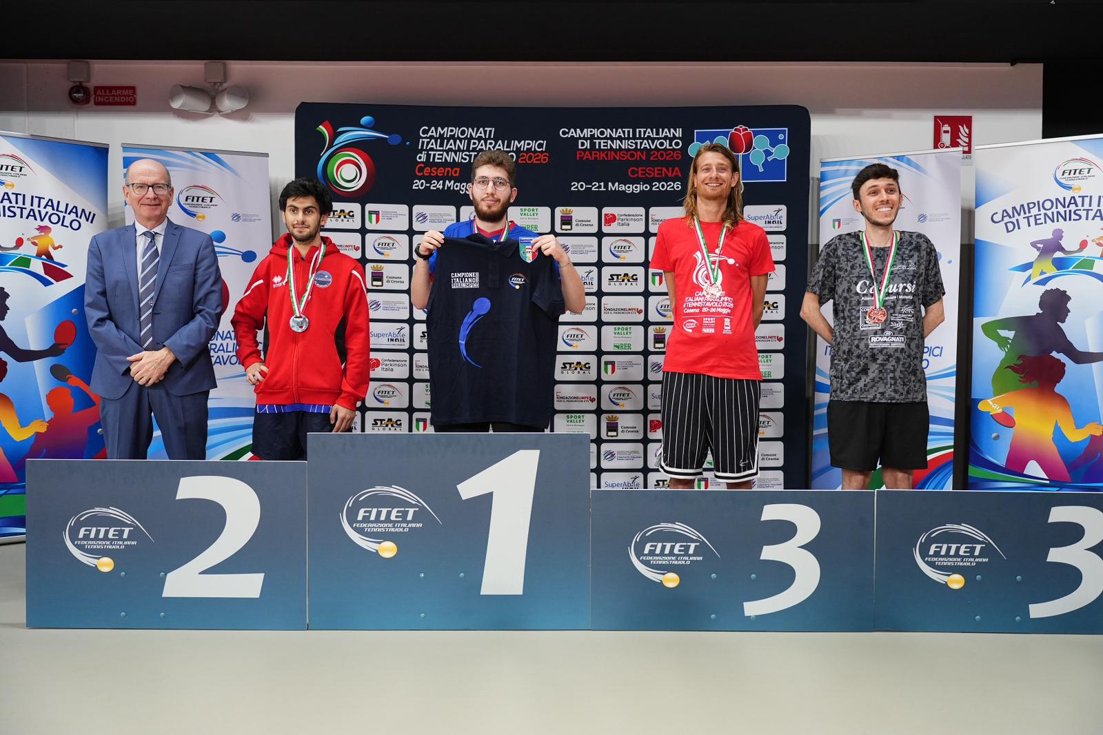Campionati Italiani Paralimpici 2026 podio del singolare esordienti maschile di classe 6 10