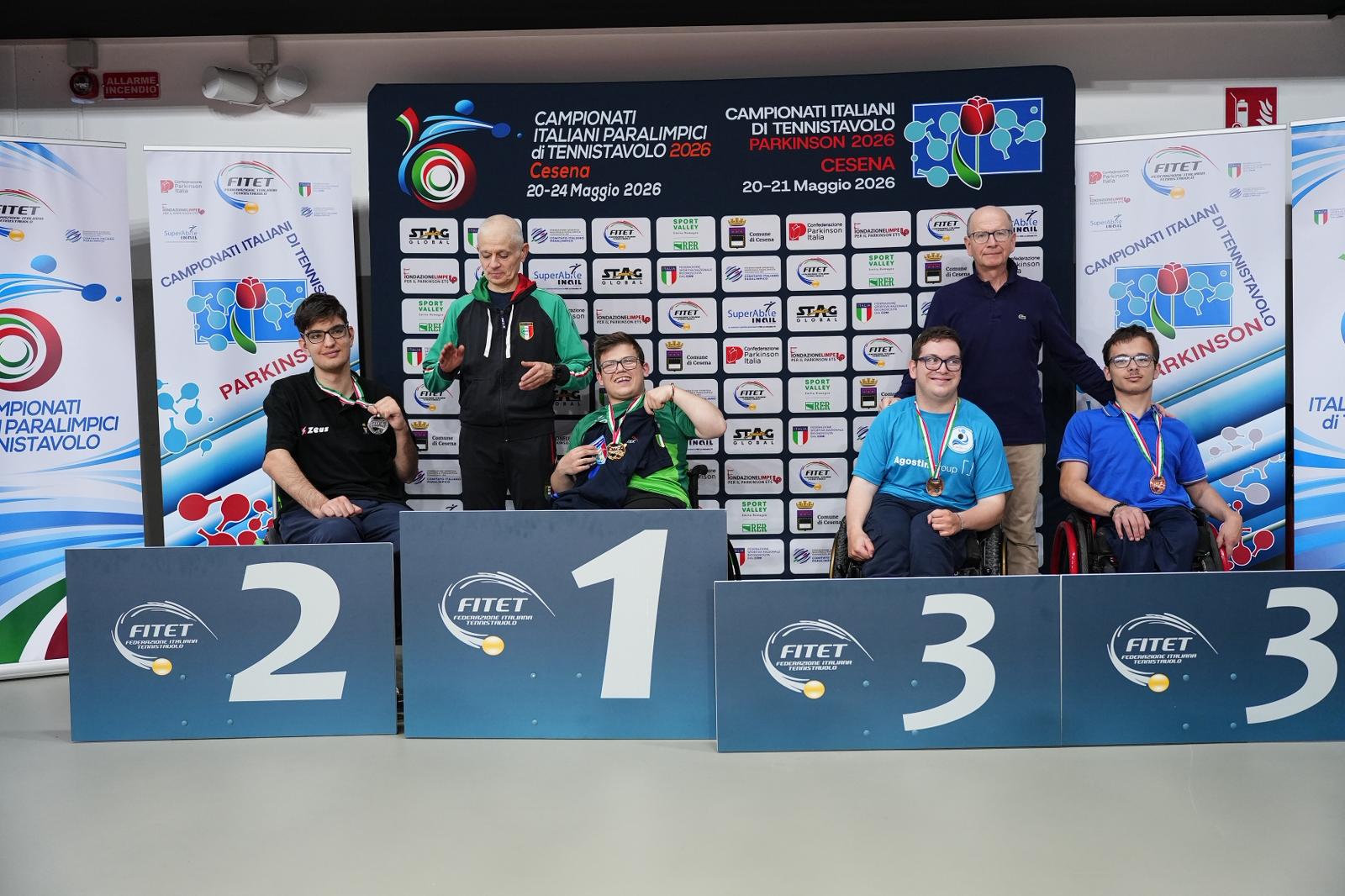 Campionati Italiani Paralimpici 2026 podio del singolare giovanile maschile di classe 1 5