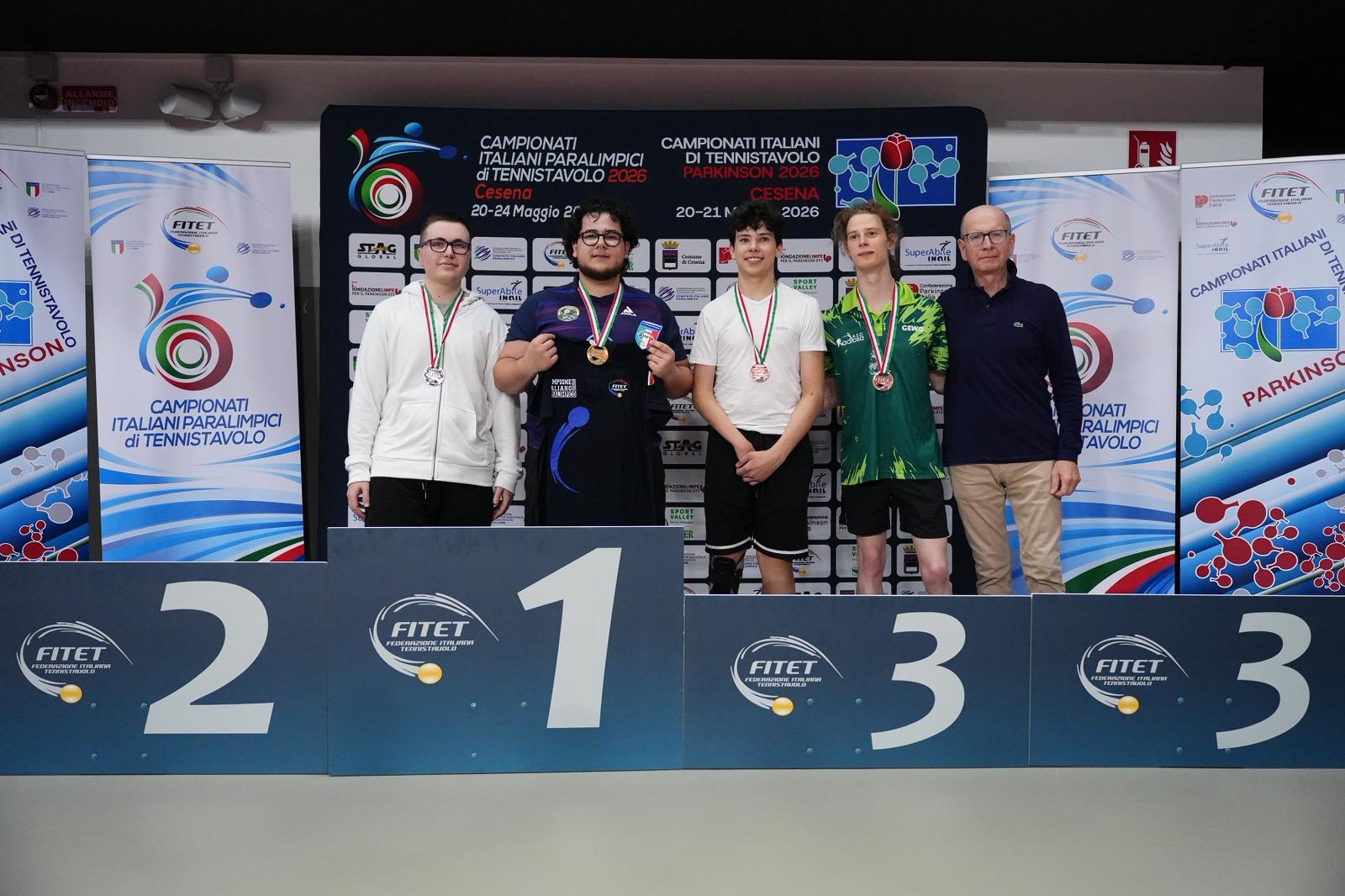 Campionati Italiani Paralimpici 2026 podio del singolare giovanile maschile di classe 6 10