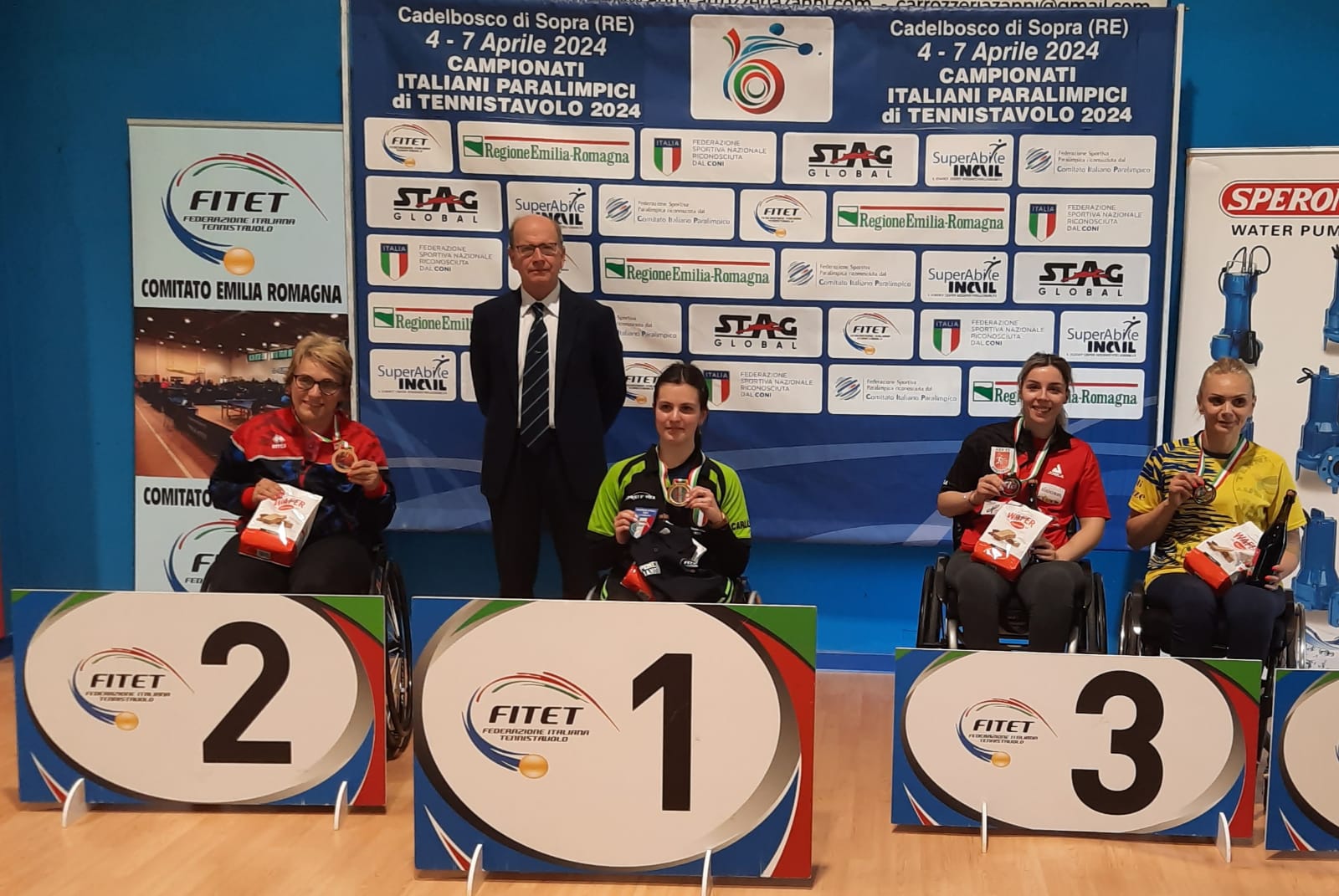 Campionati Italiani Paralimpici di Cadelbosco 2024 podio del singolare femminile di classe 3